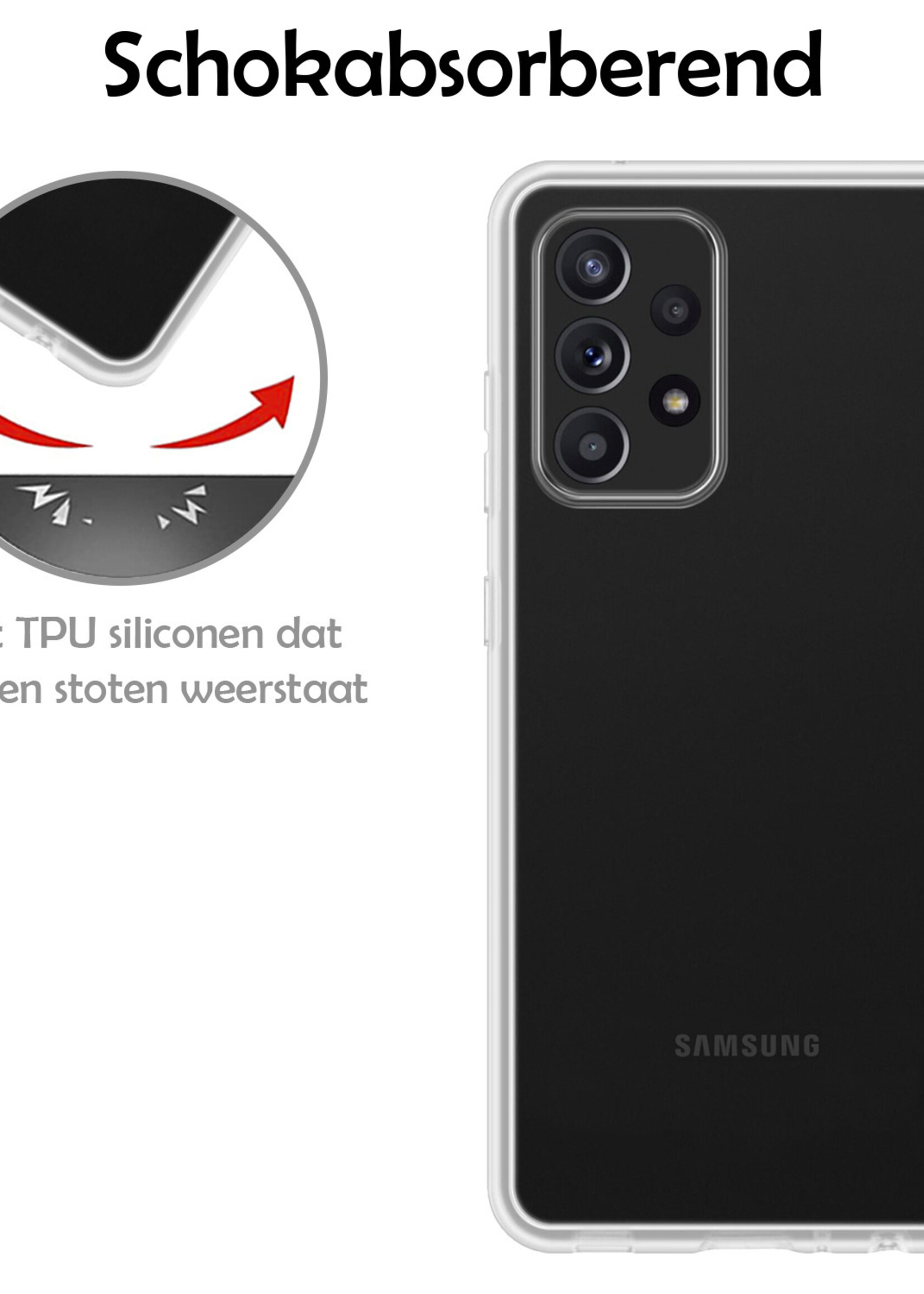 Hoesje Geschikt voor Samsung A23 Hoesje Siliconen Case Met 2x Screenprotector - Hoes Geschikt voor Samsung Galaxy A23 Hoes Siliconen - Transparant