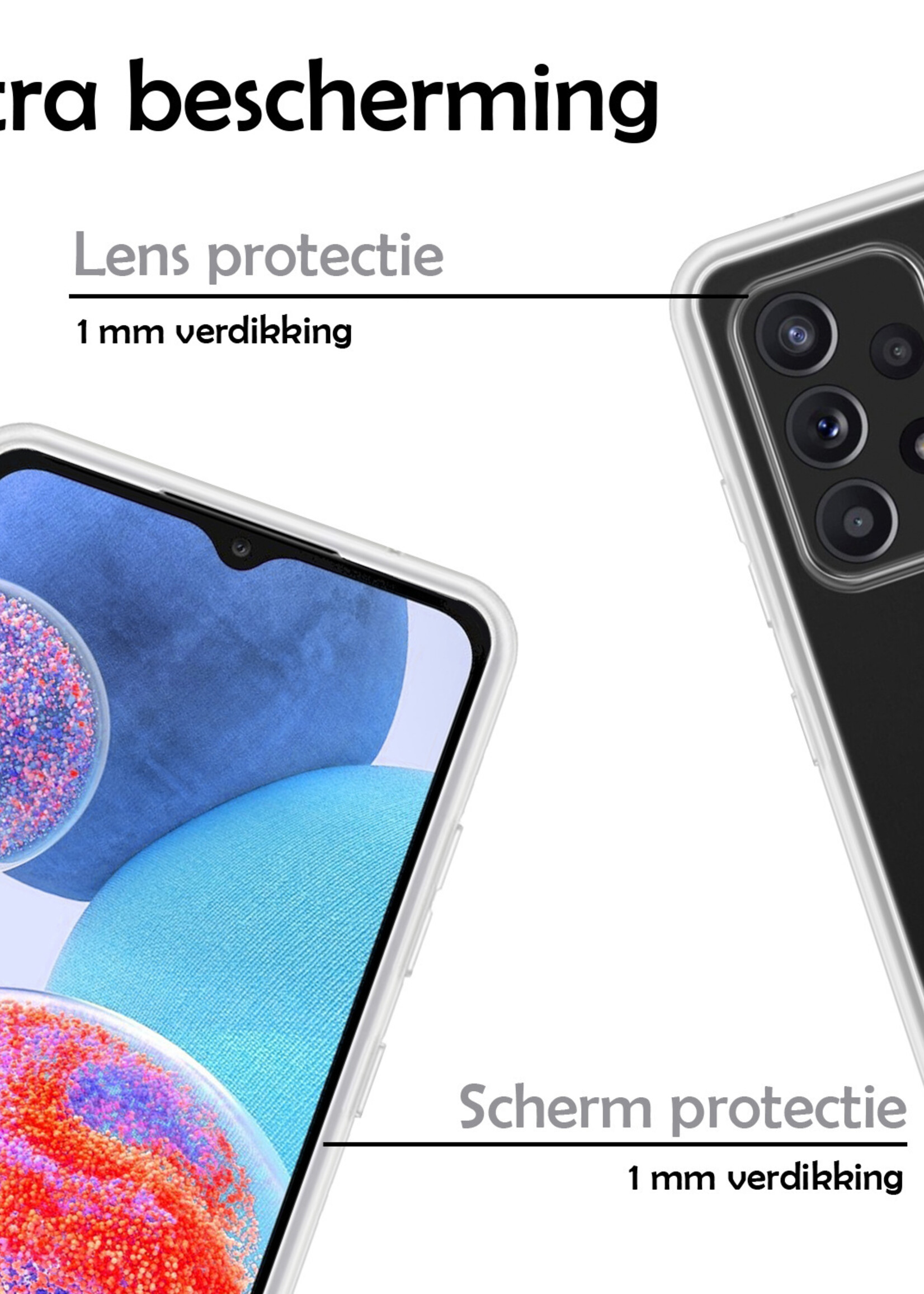 LUQ Hoesje Geschikt voor Samsung A23 Hoesje Siliconen Case Met 2x Screenprotector - Hoes Geschikt voor Samsung Galaxy A23 Hoes Siliconen - Transparant