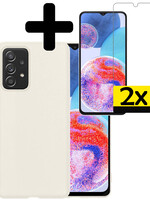 LUQ LUQ Samsung Galaxy A23 Hoesje Siliconen Met 2x Screenprotector - Wit
