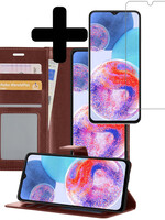 LUQ LUQ Samsung Galaxy A23 Hoesje Bookcase Bruin Met Screenprotector