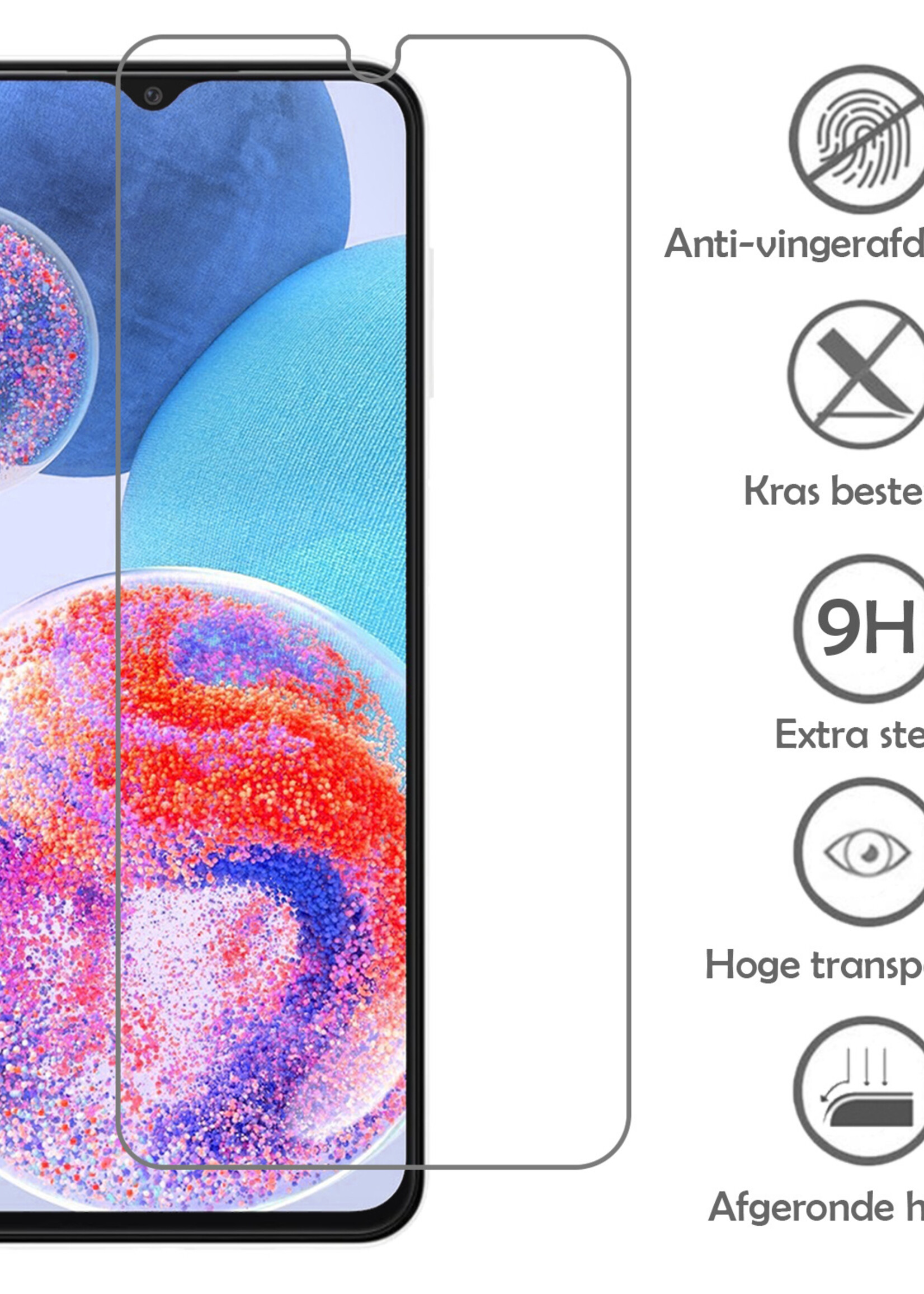 LUQ Hoesje Geschikt voor Samsung A23 Hoesje Book Case Hoes Wallet Cover Met Screenprotector - Hoes Geschikt voor Samsung Galaxy A23 Hoesje Bookcase Hoes - Donkerroze