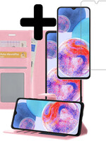 LUQ LUQ Samsung Galaxy A23 Hoesje Bookcase Lichtroze Met Screenprotector