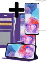 LUQ LUQ Samsung Galaxy A23 Hoesje Bookcase Paars Met Screenprotector