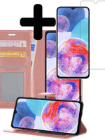 LUQ LUQ Samsung Galaxy A23 Hoesje Bookcase Rose goud Met Screenprotector