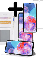 LUQ LUQ Samsung Galaxy A23 Hoesje Bookcase Wit Met Screenprotector