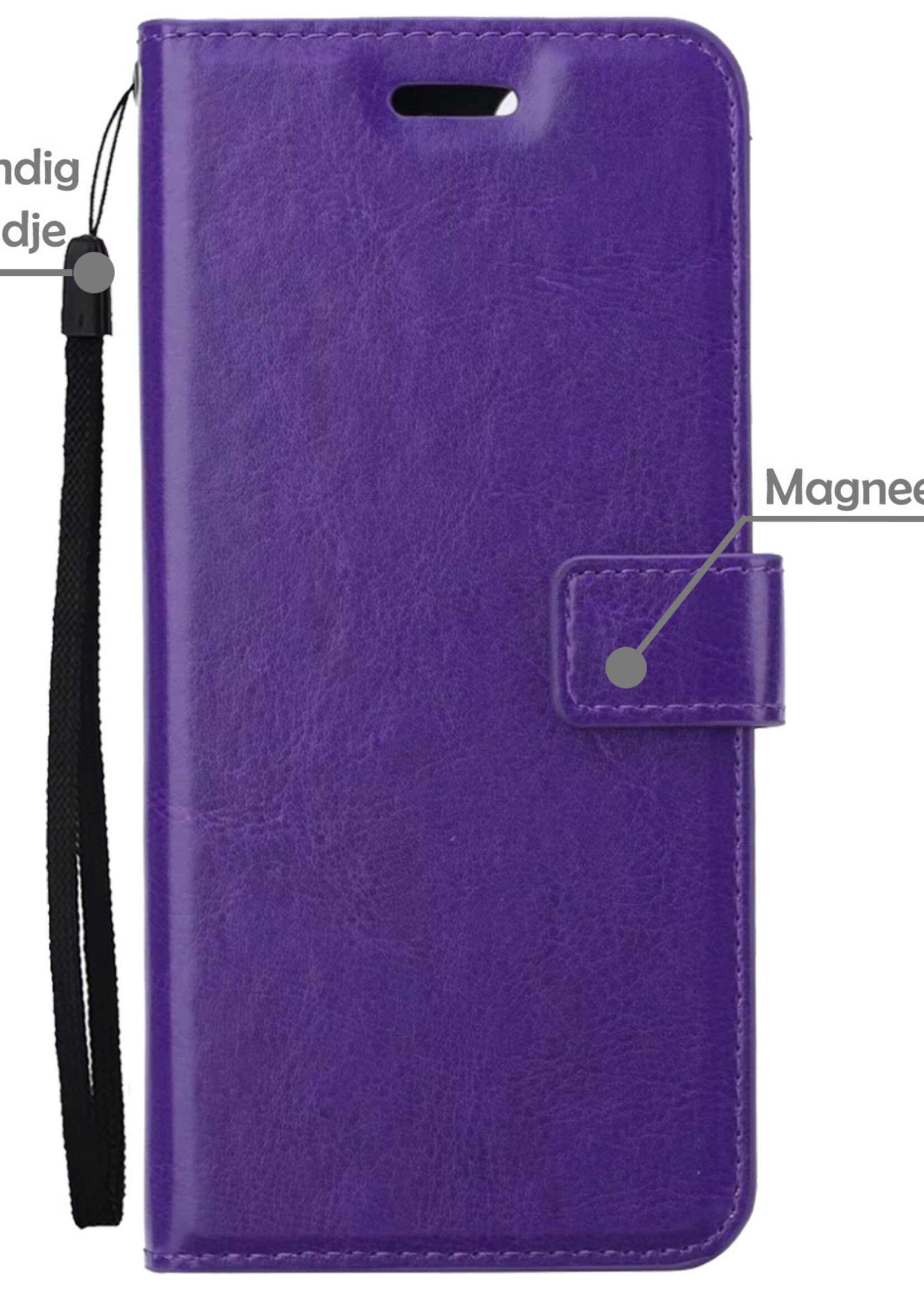 Hoesje Geschikt voor Samsung A23 Hoesje Book Case Hoes Wallet Cover Met 2x Screenprotector - Hoes Geschikt voor Samsung Galaxy A23 Hoesje Bookcase Hoes - Paars