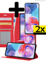 LUQ Samsung Galaxy A23 Hoesje Bookcase Rood Met 2x Screenprotector