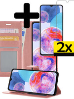 LUQ LUQ Samsung Galaxy A23 Hoesje Bookcase Rose goud Met 2x Screenprotector
