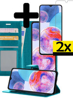 LUQ LUQ Samsung Galaxy A23 Hoesje Bookcase Turquoise Met 2x Screenprotector