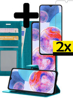 LUQ Samsung Galaxy A23 Hoesje Bookcase Turquoise Met 2x Screenprotector