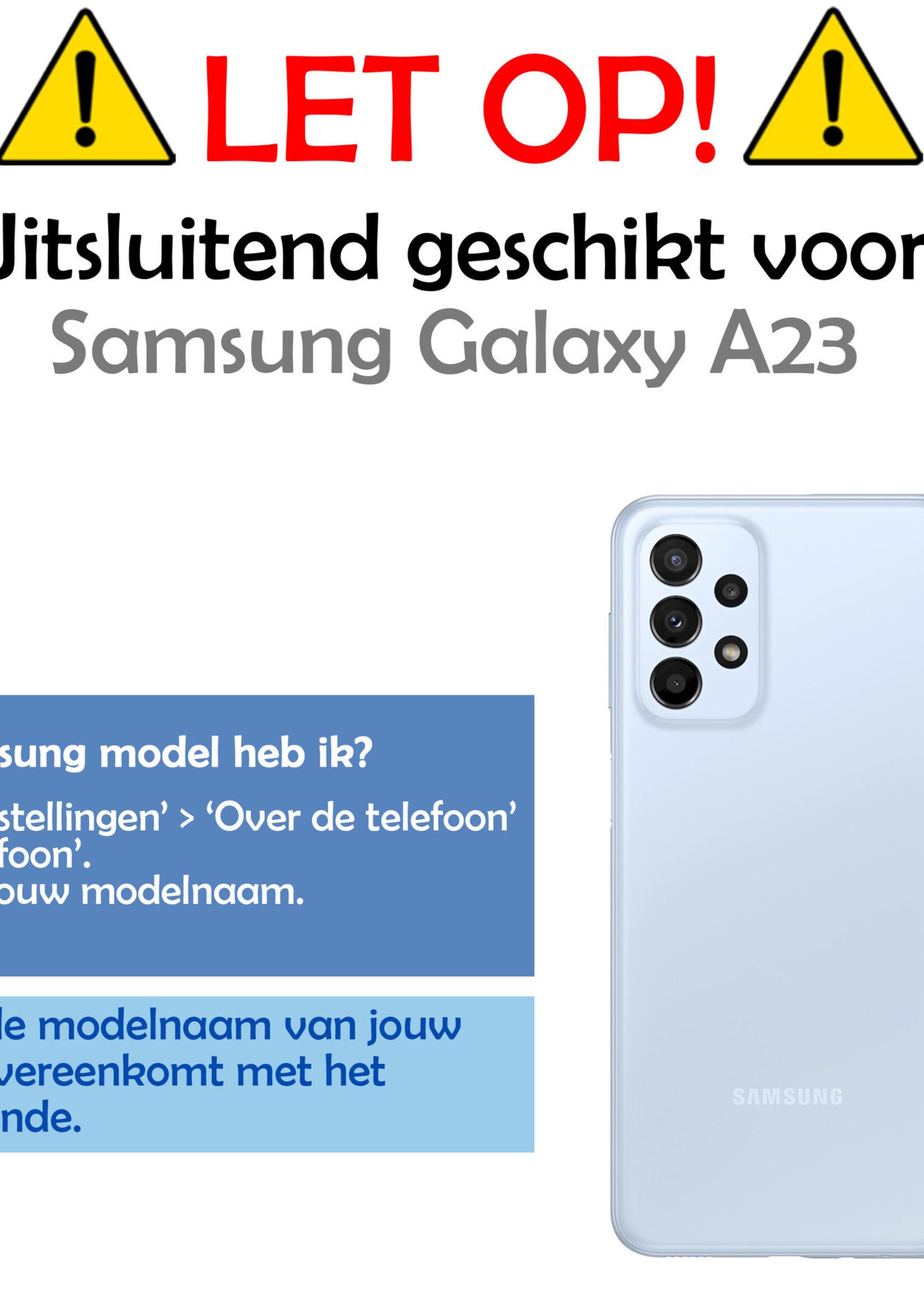 Hoesje Geschikt voor Samsung A23 Hoesje Book Case Hoes Wallet Cover Met 2x Screenprotector - Hoes Geschikt voor Samsung Galaxy A23 Hoesje Bookcase Hoes - Turquoise