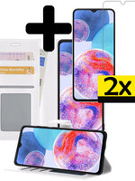 LUQ LUQ Samsung Galaxy A23 Hoesje Bookcase Wit Met 2x Screenprotector