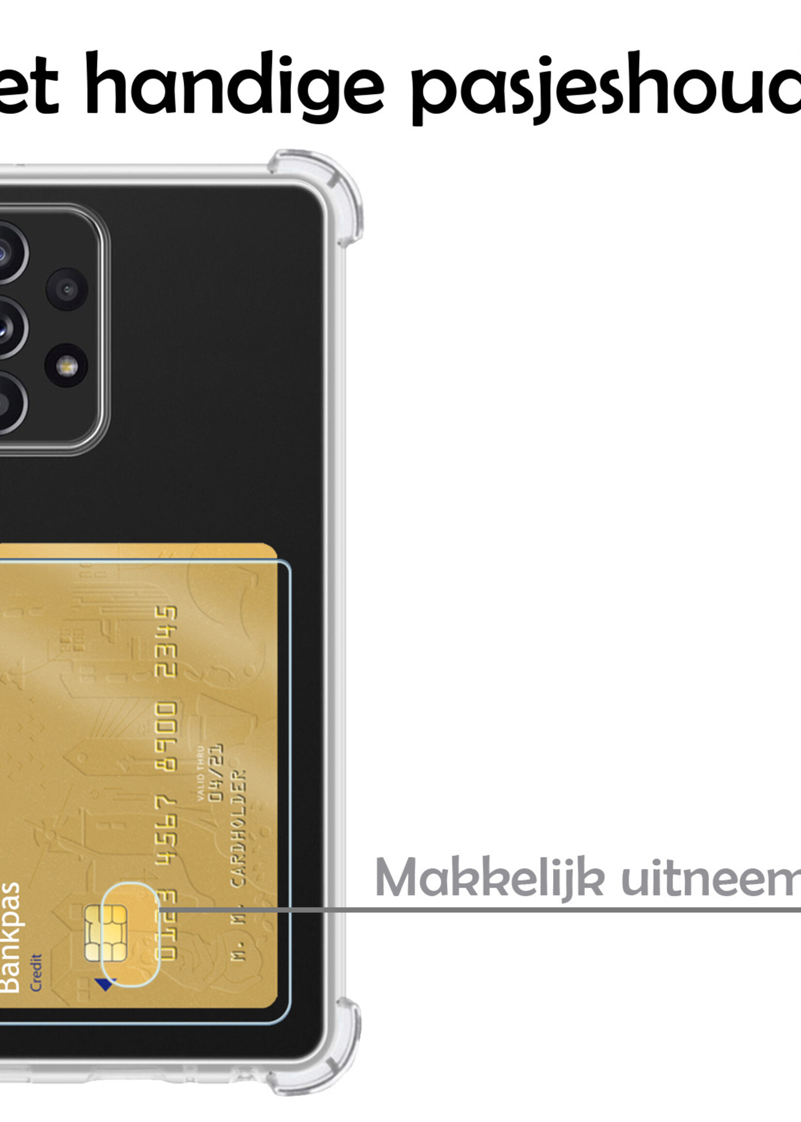LUQ Hoesje Geschikt voor Samsung A23 Hoesje Case Pashouder Cover Siliconen Met 2x Screenprotector - Hoes Geschikt voor Samsung Galaxy A23 Hoesje Met Kaarthouder- Transparant