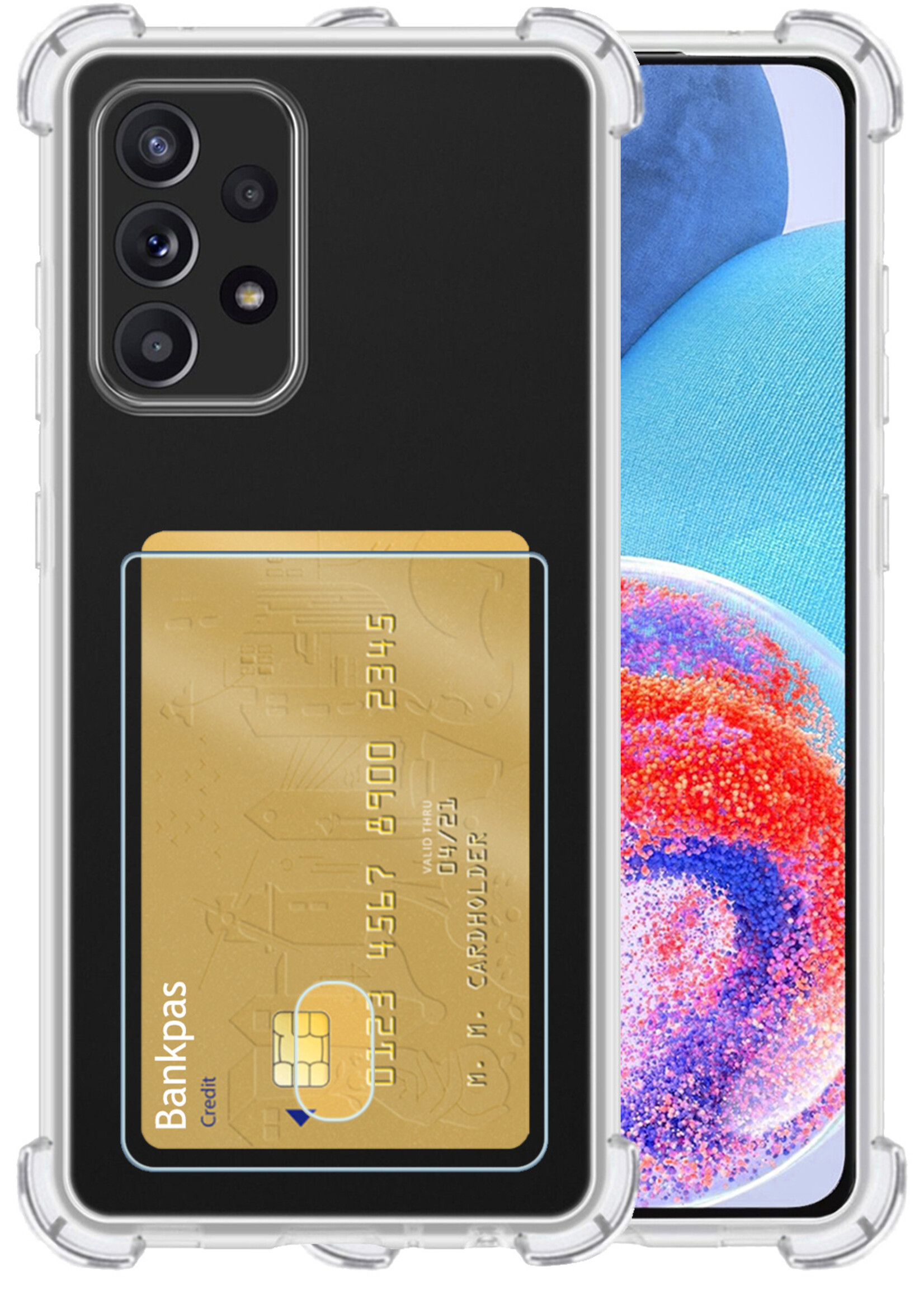 LUQ Hoesje Geschikt voor Samsung A23 Hoesje Case Pashouder Cover Siliconen - Hoes Geschikt voor Samsung Galaxy A23 Hoesje Met Kaarthouder - Transparant