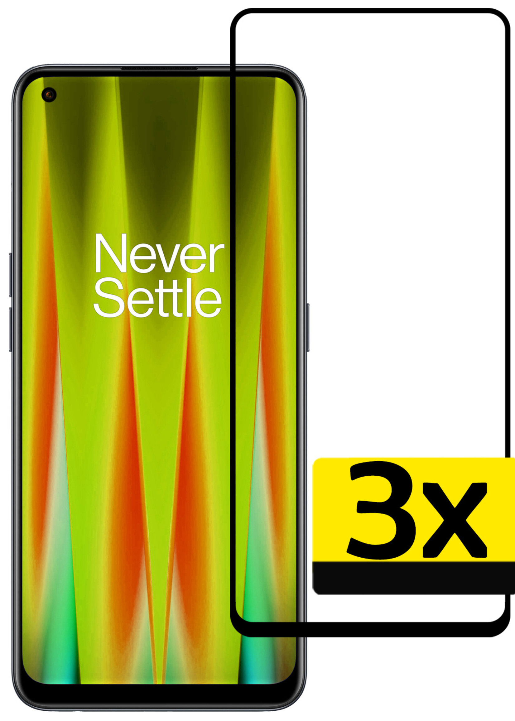 LUQ Screenprotector Geschikt voor OnePlus Nord CE 2 Screenprotector Glas Full Cover - Screenprotector Geschikt voor OnePlus Nord CE 2 Screenprotector Full Cover - 3 Stuks