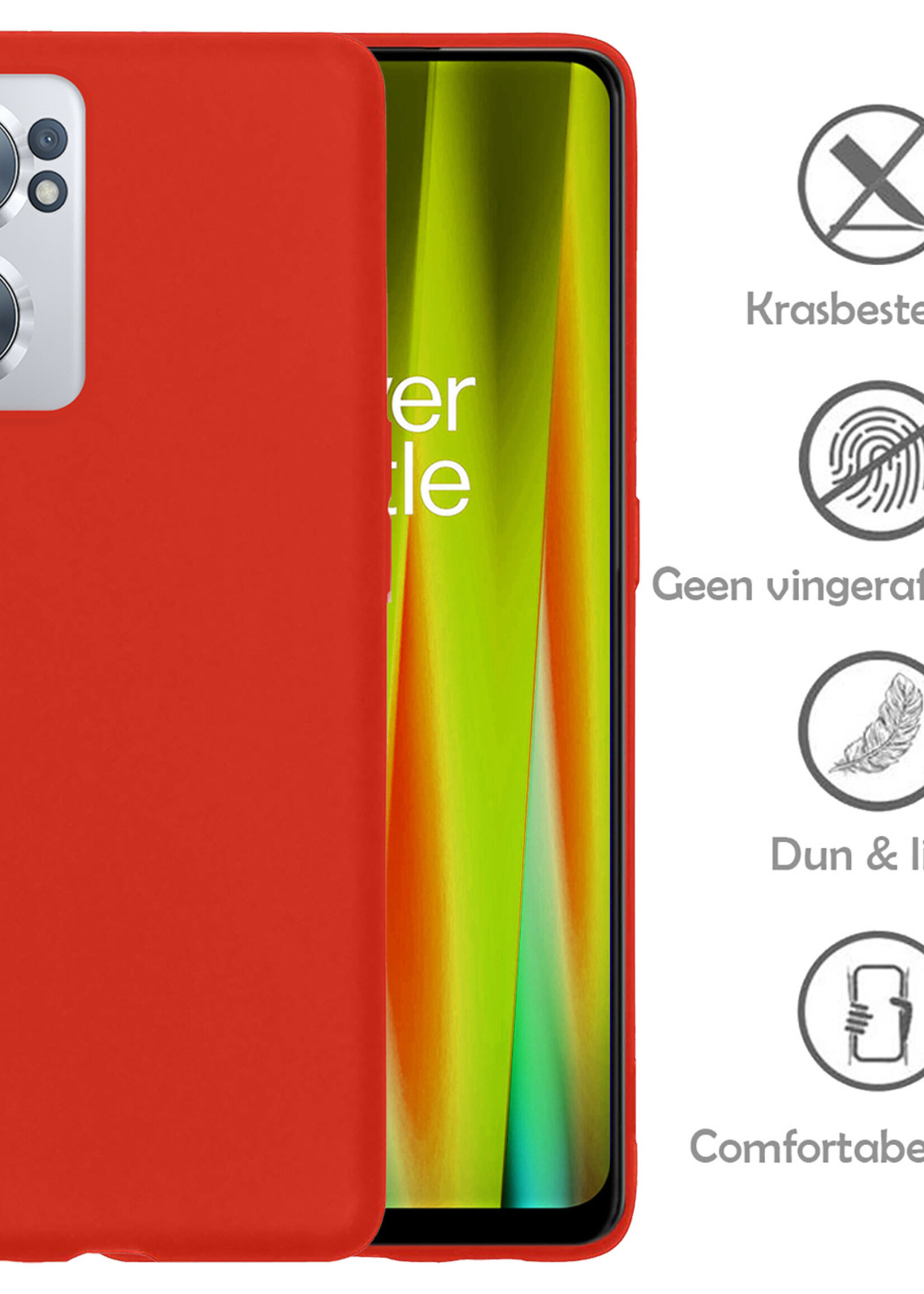 LUQ Hoesje Geschikt voor OnePlus Nord CE 2 Hoesje Siliconen Case - Hoes Geschikt voor OnePlus Nord CE 2 Hoes Siliconen - Rood