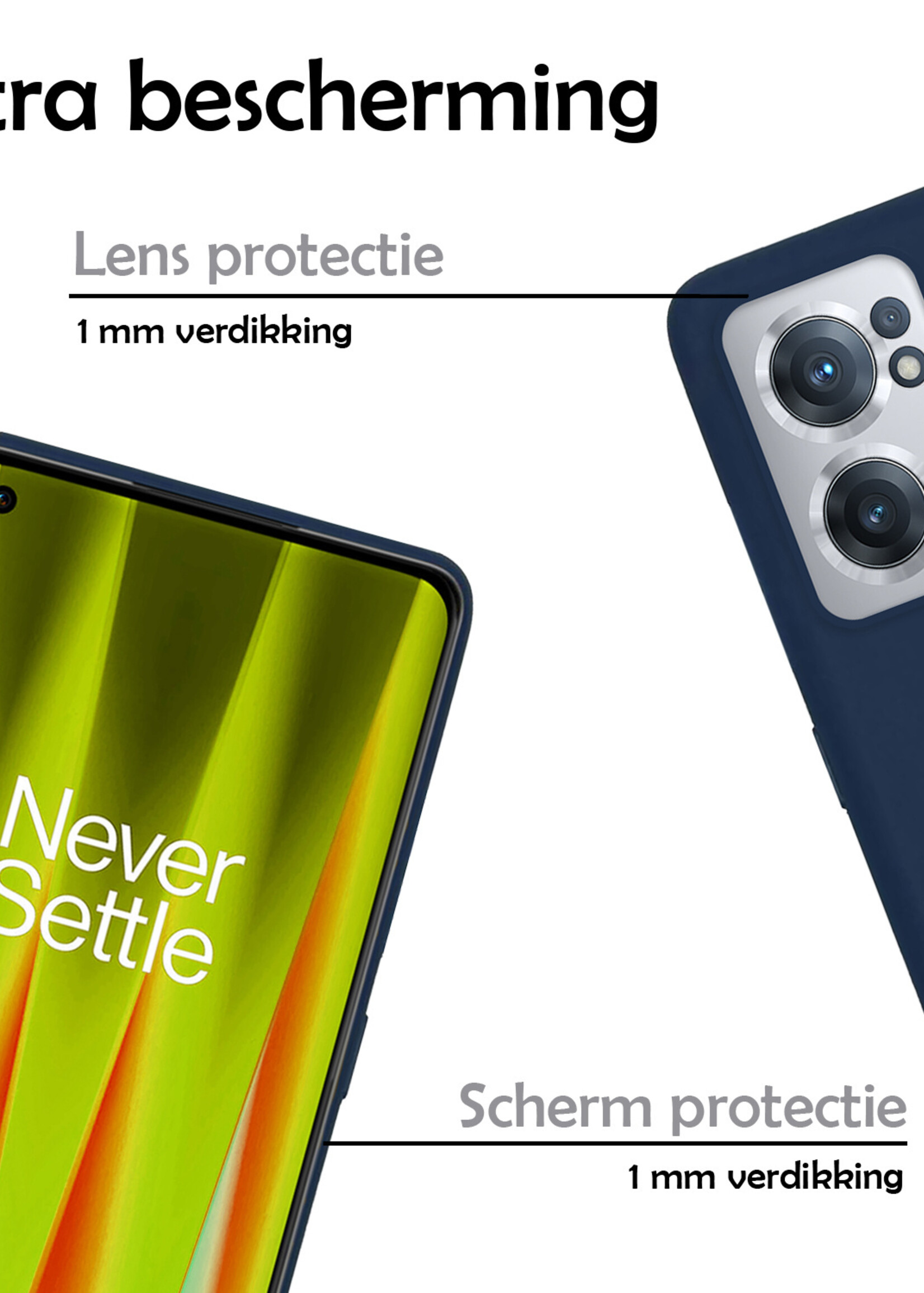 LUQ Hoesje Geschikt voor OnePlus Nord CE 2 Hoesje Siliconen Case - Hoes Geschikt voor OnePlus Nord CE 2 Hoes Siliconen - Donkerblauw - 2 Stuks