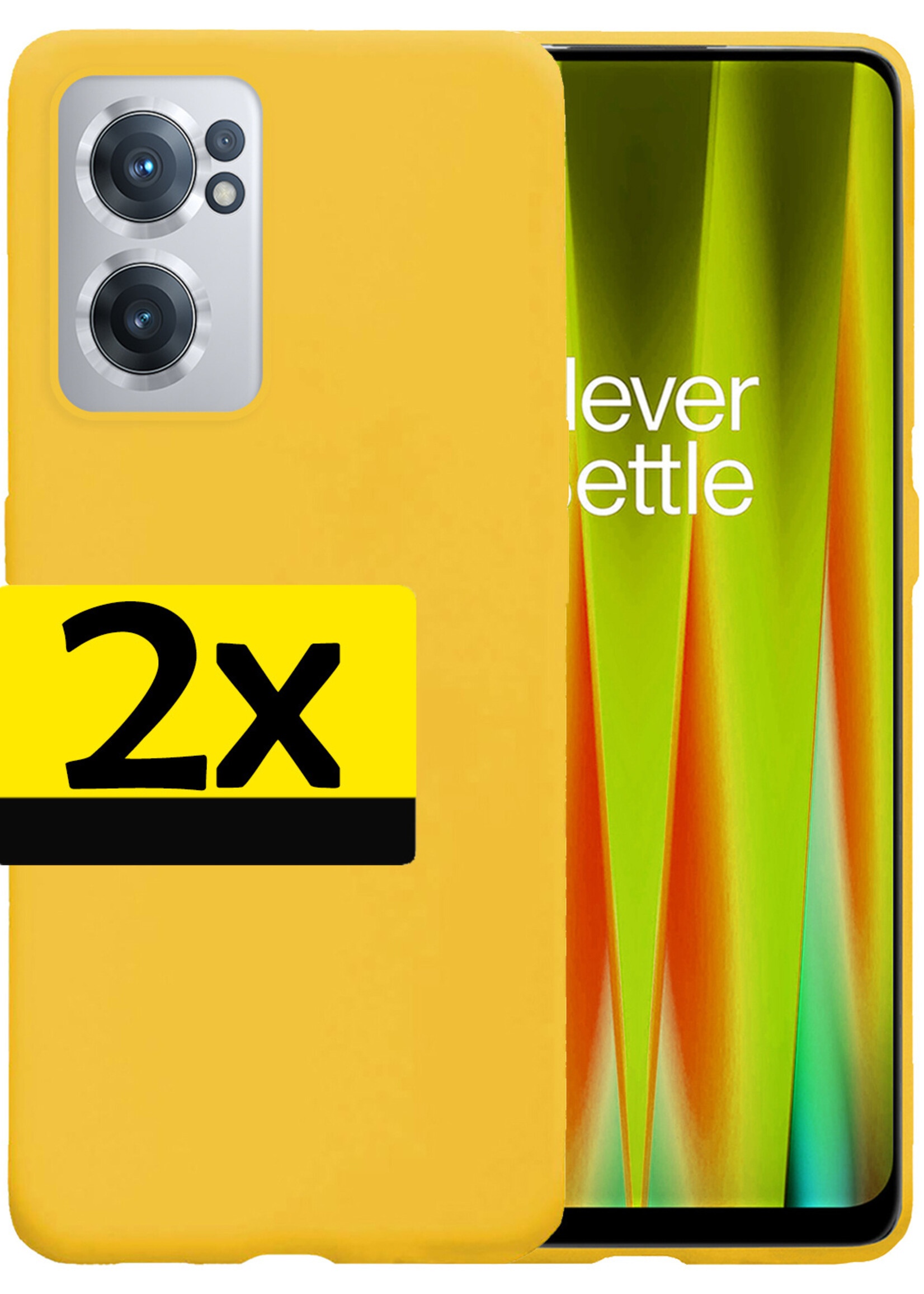 LUQ Hoesje Geschikt voor OnePlus Nord CE 2 Hoesje Siliconen Case - Hoes Geschikt voor OnePlus Nord CE 2 Hoes Siliconen - Geel - 2 Stuks