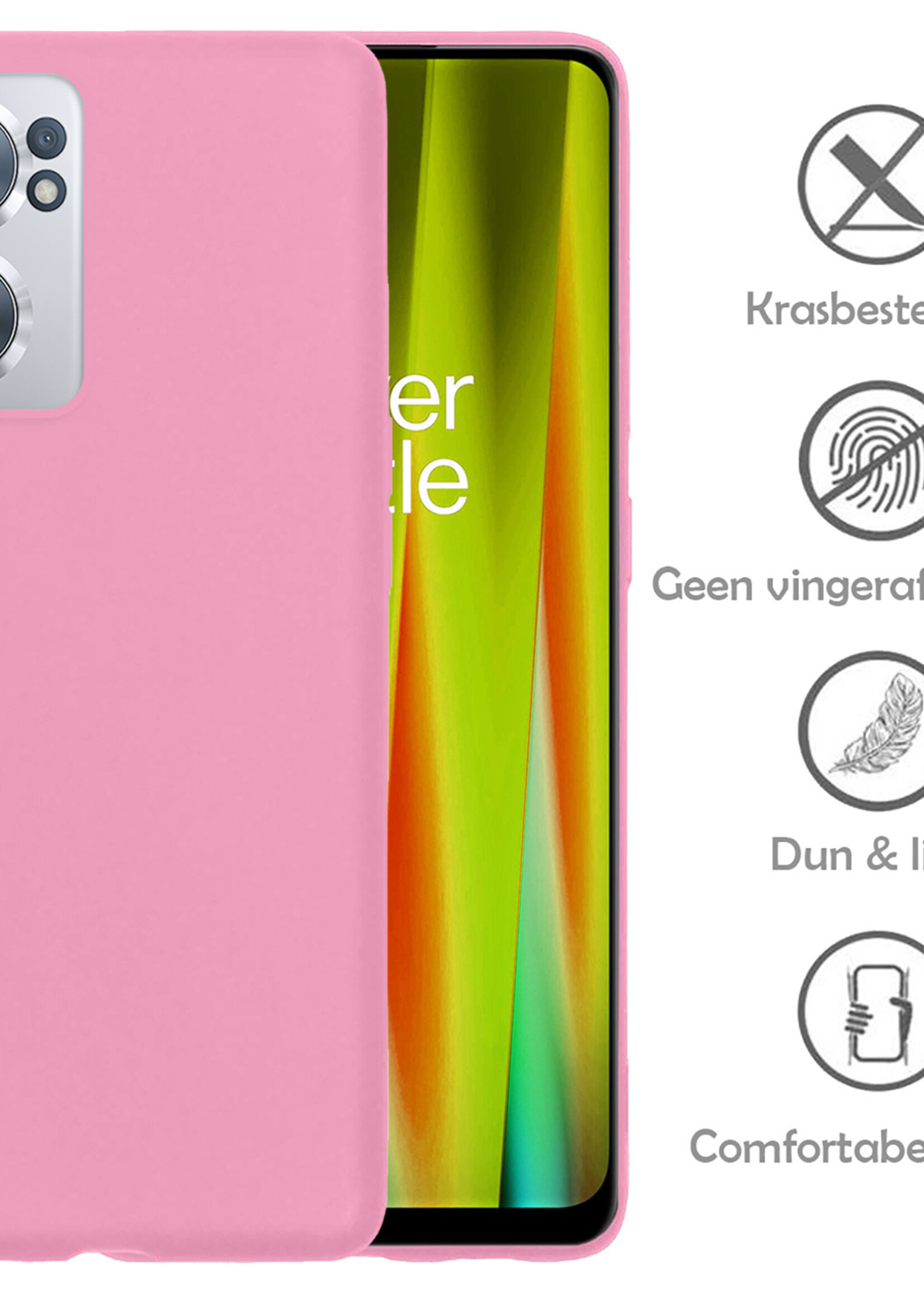 LUQ Hoesje Geschikt voor OnePlus Nord CE 2 Hoesje Siliconen Case - Hoes Geschikt voor OnePlus Nord CE 2 Hoes Siliconen - Lichtroze - 2 Stuks
