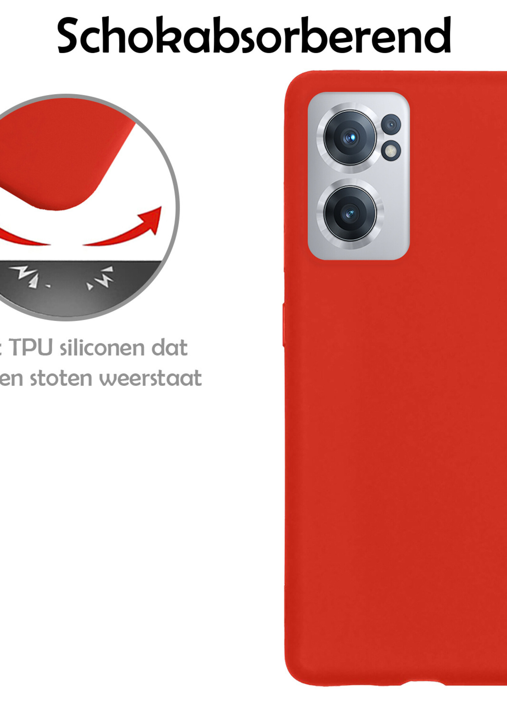 LUQ Hoesje Geschikt voor OnePlus Nord CE 2 Hoesje Siliconen Case - Hoes Geschikt voor OnePlus Nord CE 2 Hoes Siliconen - Rood - 2 Stuks
