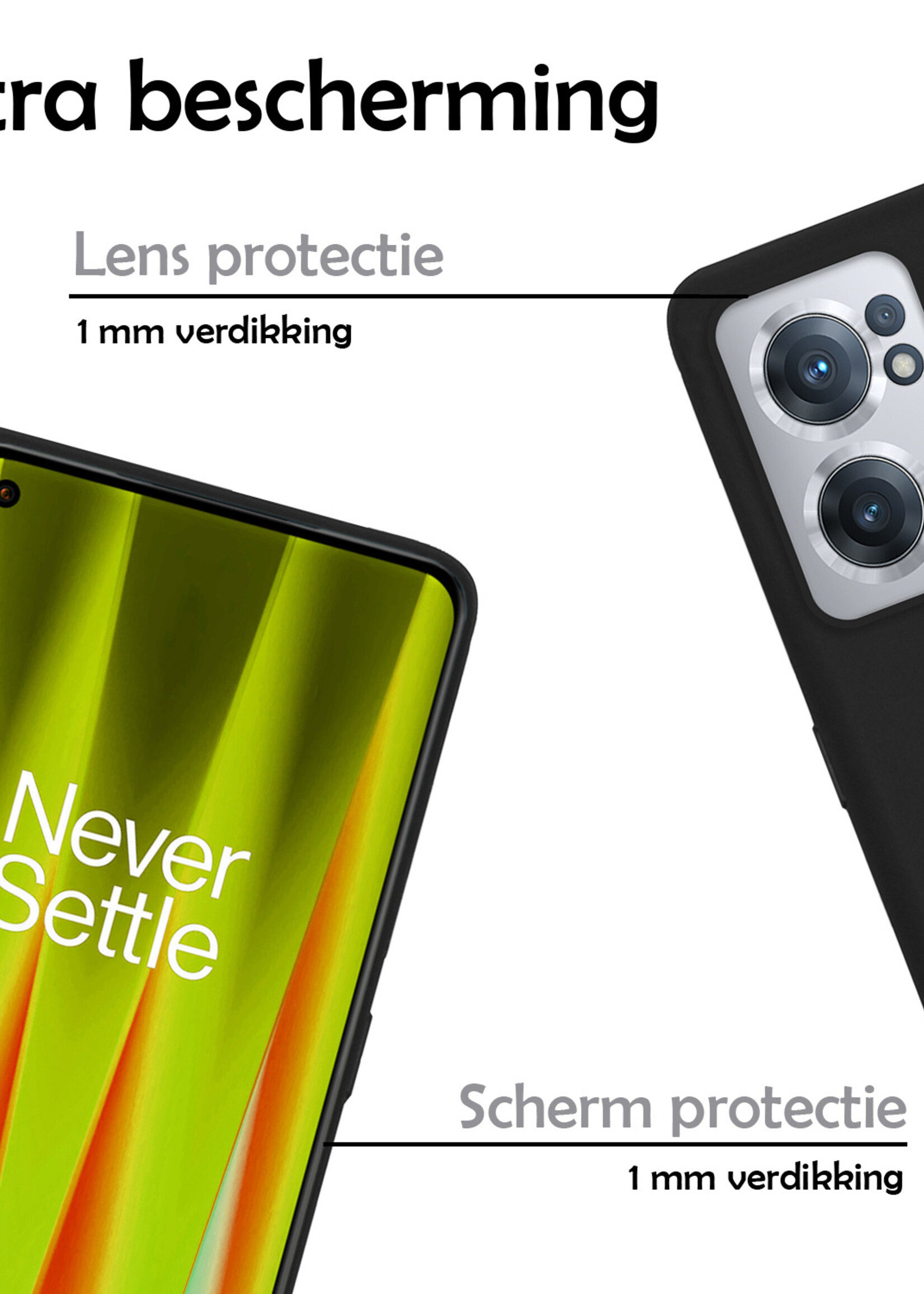 LUQ Hoesje Geschikt voor OnePlus Nord CE 2 Hoesje Siliconen Case - Hoes Geschikt voor OnePlus Nord CE 2 Hoes Siliconen - Zwart - 2 Stuks