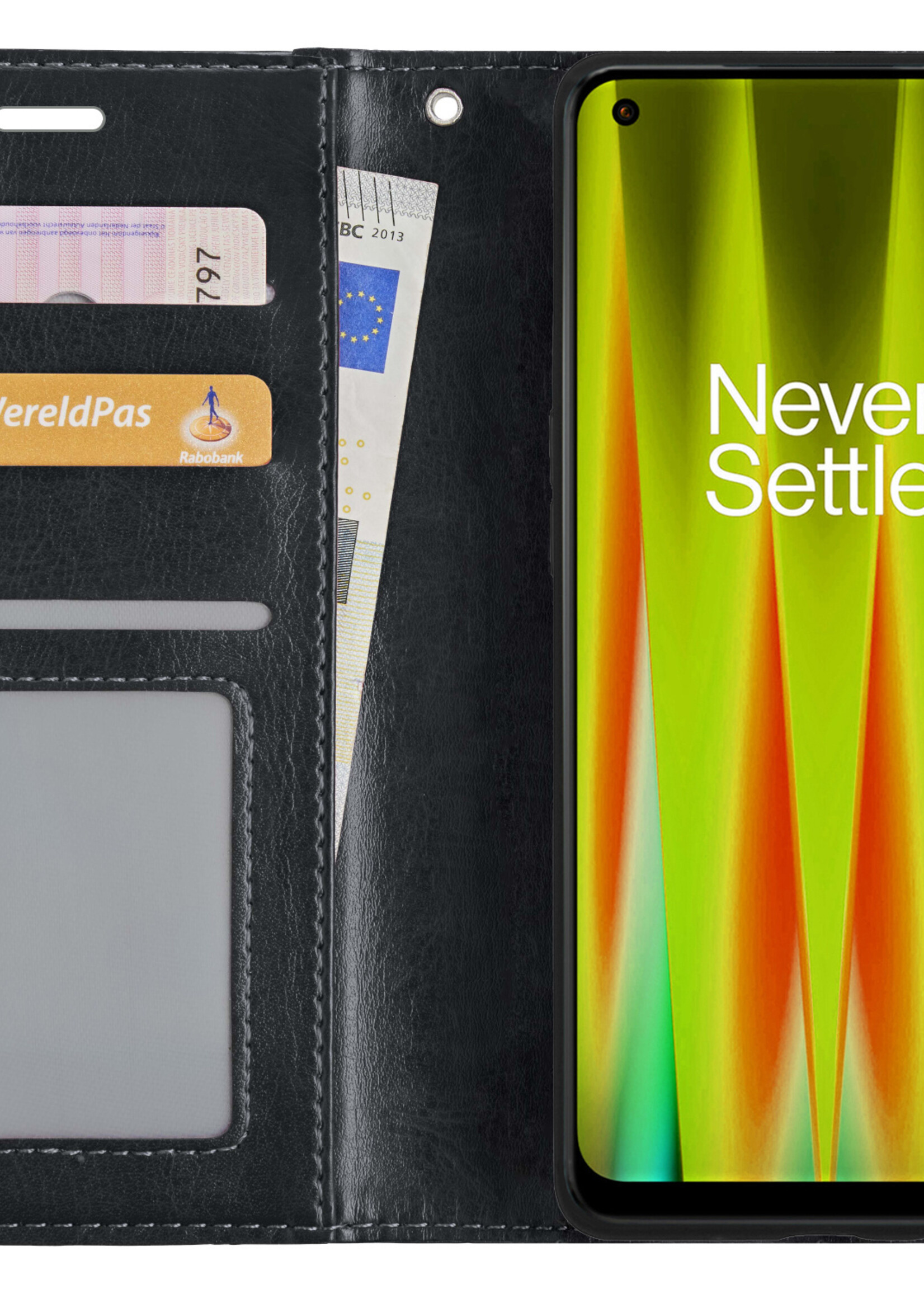 LUQ Hoesje Geschikt voor OnePlus Nord CE 2 Hoesje Book Case Hoes Wallet Cover - Hoes Geschikt voor OnePlus Nord CE 2 Hoesje Bookcase Hoes - Zwart