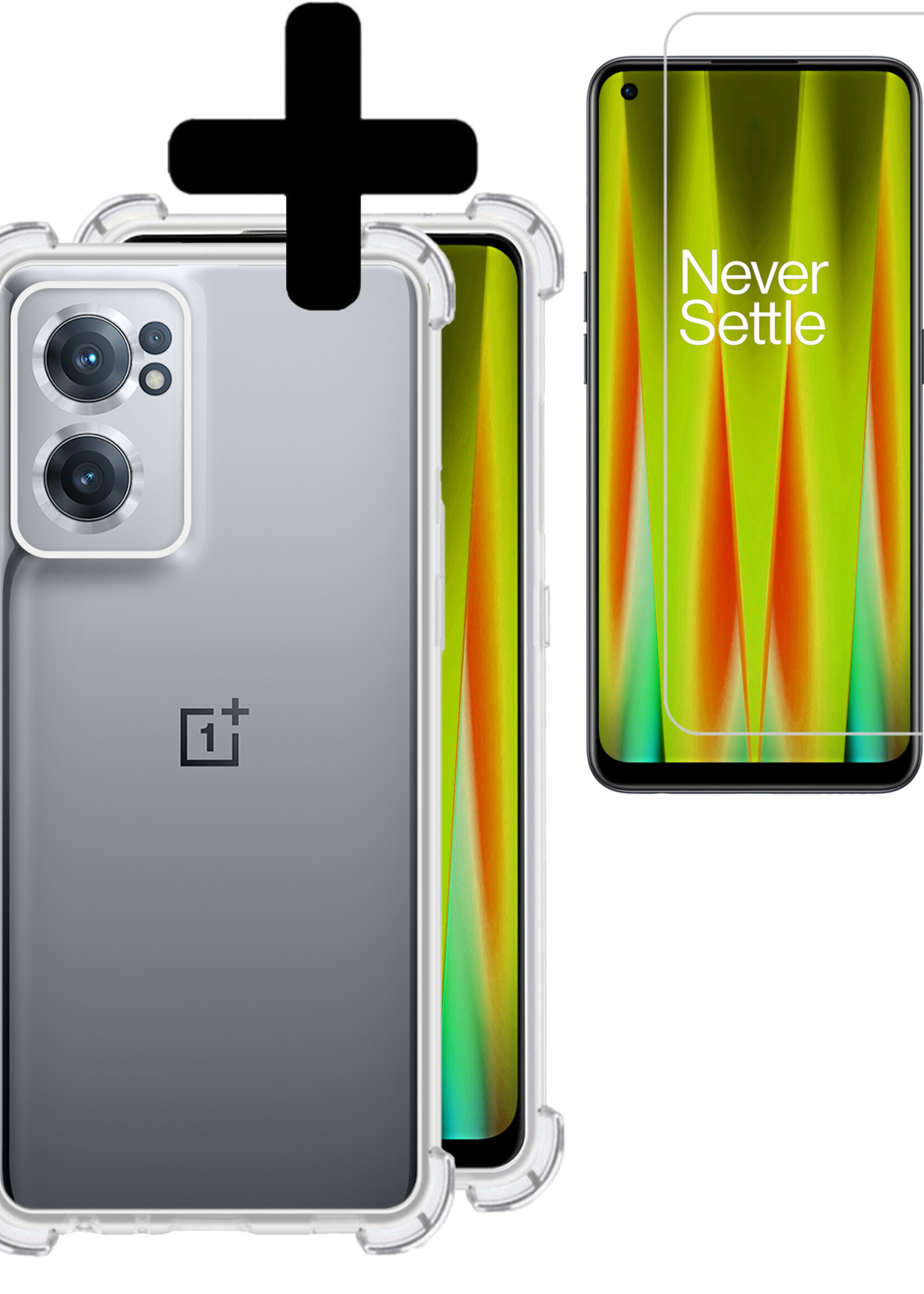 LUQ Hoesje Geschikt voor OnePlus Nord CE 2 Hoesje Shockproof Case Siliconen Met Screenprotector - Hoes Geschikt voor OnePlus Nord CE 2 Hoes Cover Siliconen - Transparant
