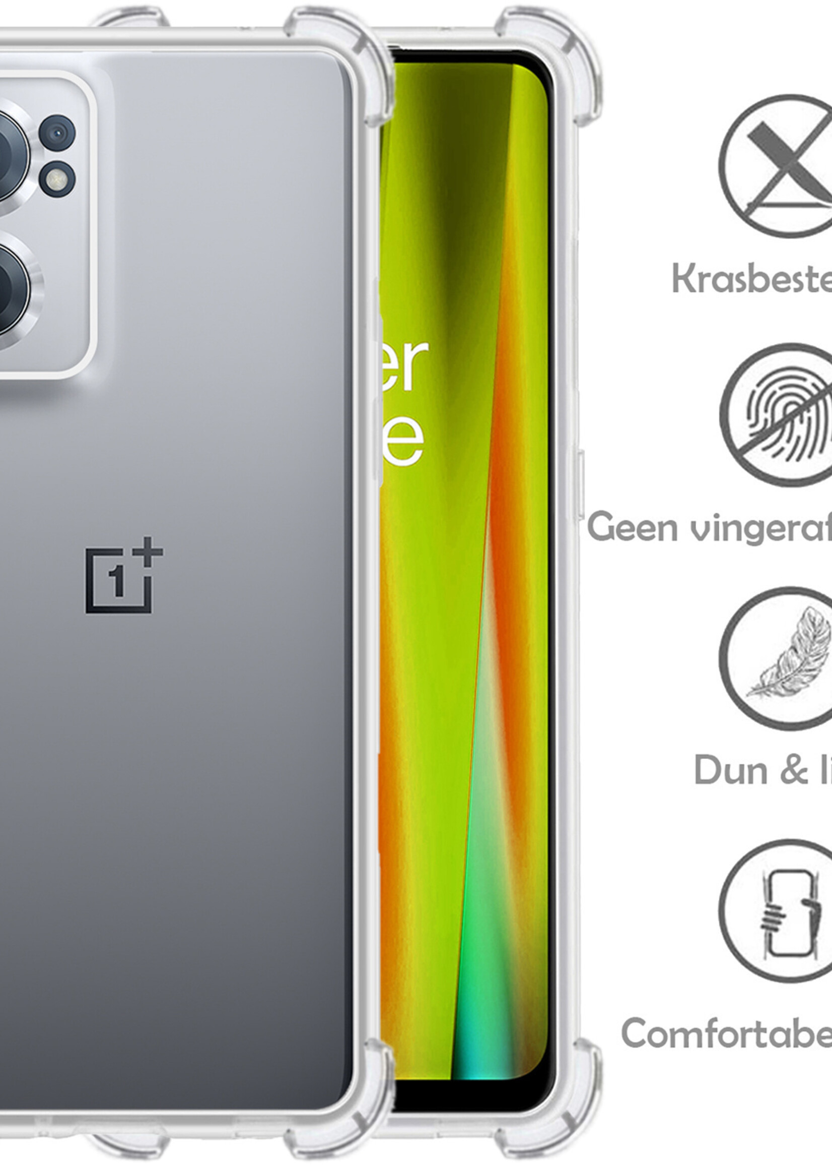 LUQ Hoesje Geschikt voor OnePlus Nord CE 2 Hoesje Shockproof Case Siliconen Met Screenprotector - Hoes Geschikt voor OnePlus Nord CE 2 Hoes Cover Siliconen - Transparant