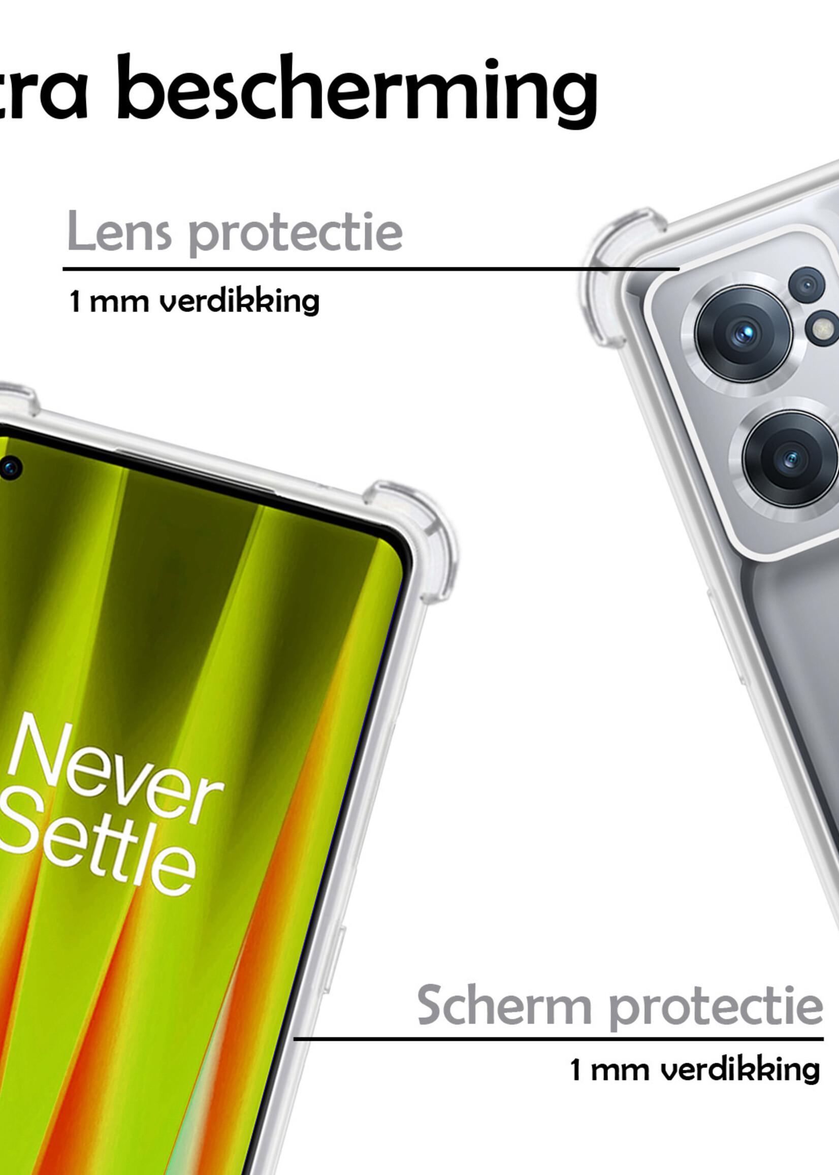 LUQ Hoesje Geschikt voor OnePlus Nord CE 2 Hoesje Shockproof Case Siliconen Met Screenprotector - Hoes Geschikt voor OnePlus Nord CE 2 Hoes Cover Siliconen - Transparant