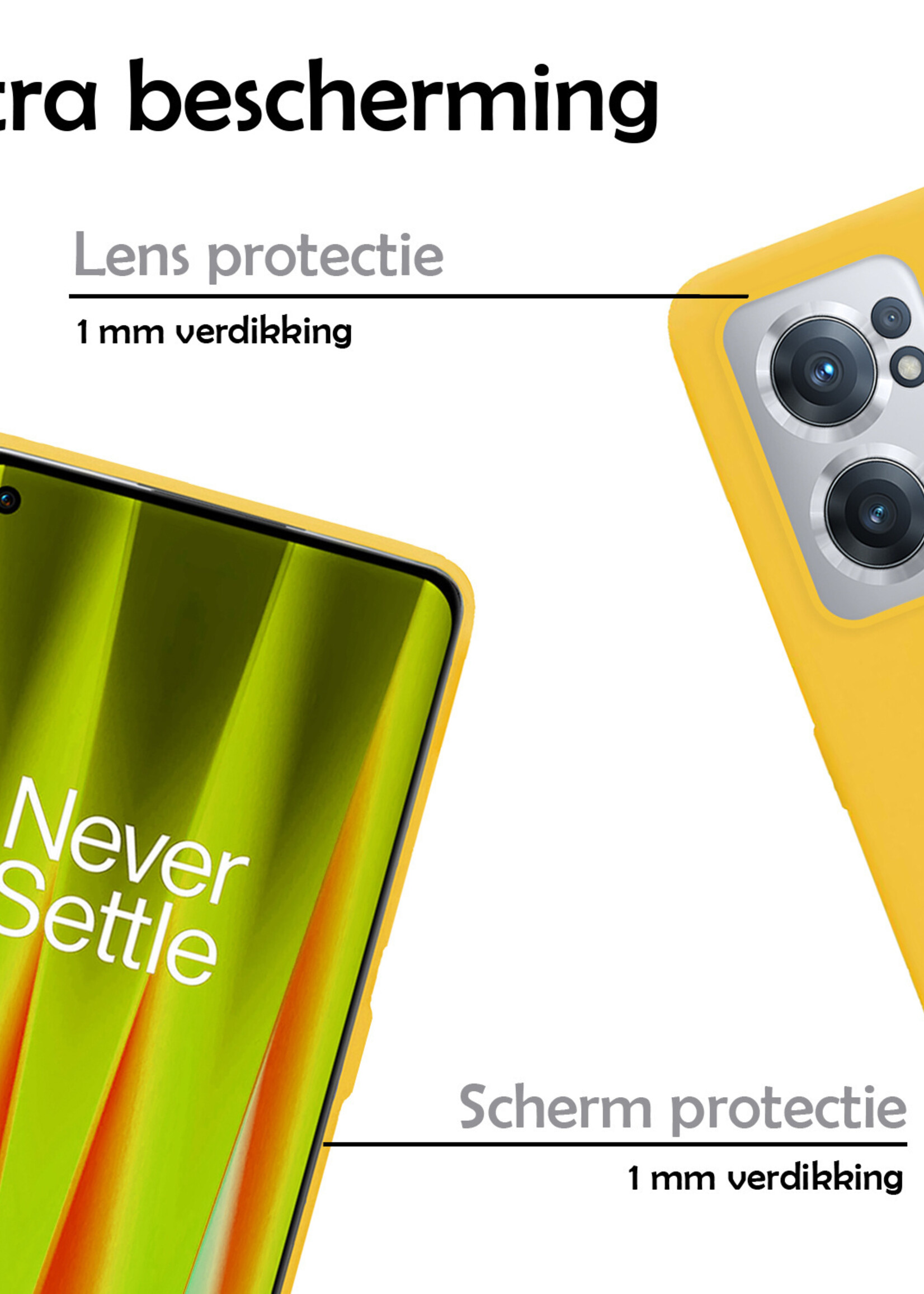 LUQ Hoesje Geschikt voor OnePlus Nord CE 2 Hoesje Siliconen Case Met Screenprotector - Hoes Geschikt voor OnePlus Nord CE 2 Hoes Siliconen - Geel