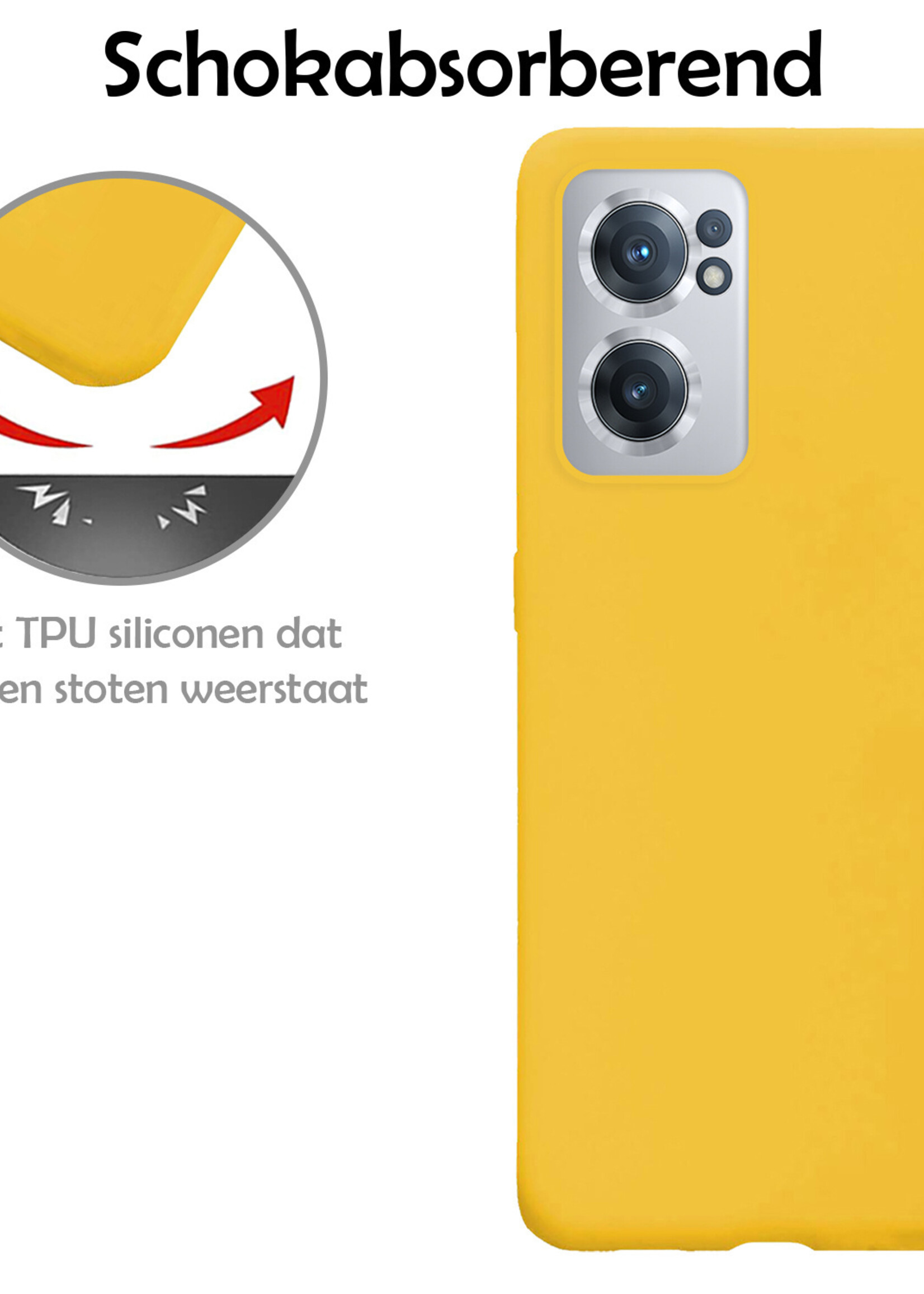 LUQ Hoesje Geschikt voor OnePlus Nord CE 2 Hoesje Siliconen Case Met Screenprotector - Hoes Geschikt voor OnePlus Nord CE 2 Hoes Siliconen - Geel