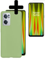 LUQ LUQ OnePlus Nord CE 2 Hoesje Siliconen Met Screenprotector - Groen
