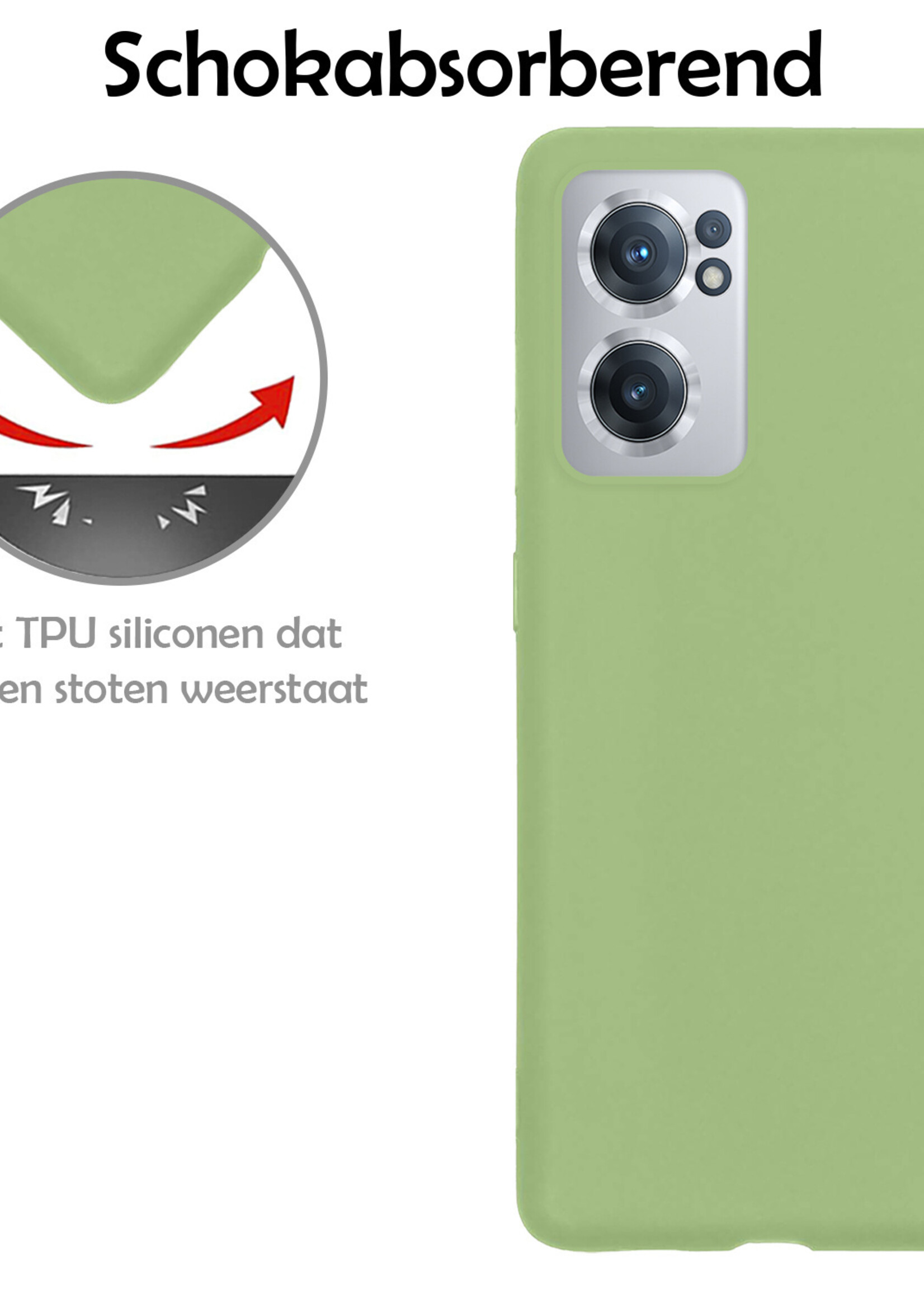 LUQ Hoesje Geschikt voor OnePlus Nord CE 2 Hoesje Siliconen Case Met Screenprotector - Hoes Geschikt voor OnePlus Nord CE 2 Hoes Siliconen - Groen