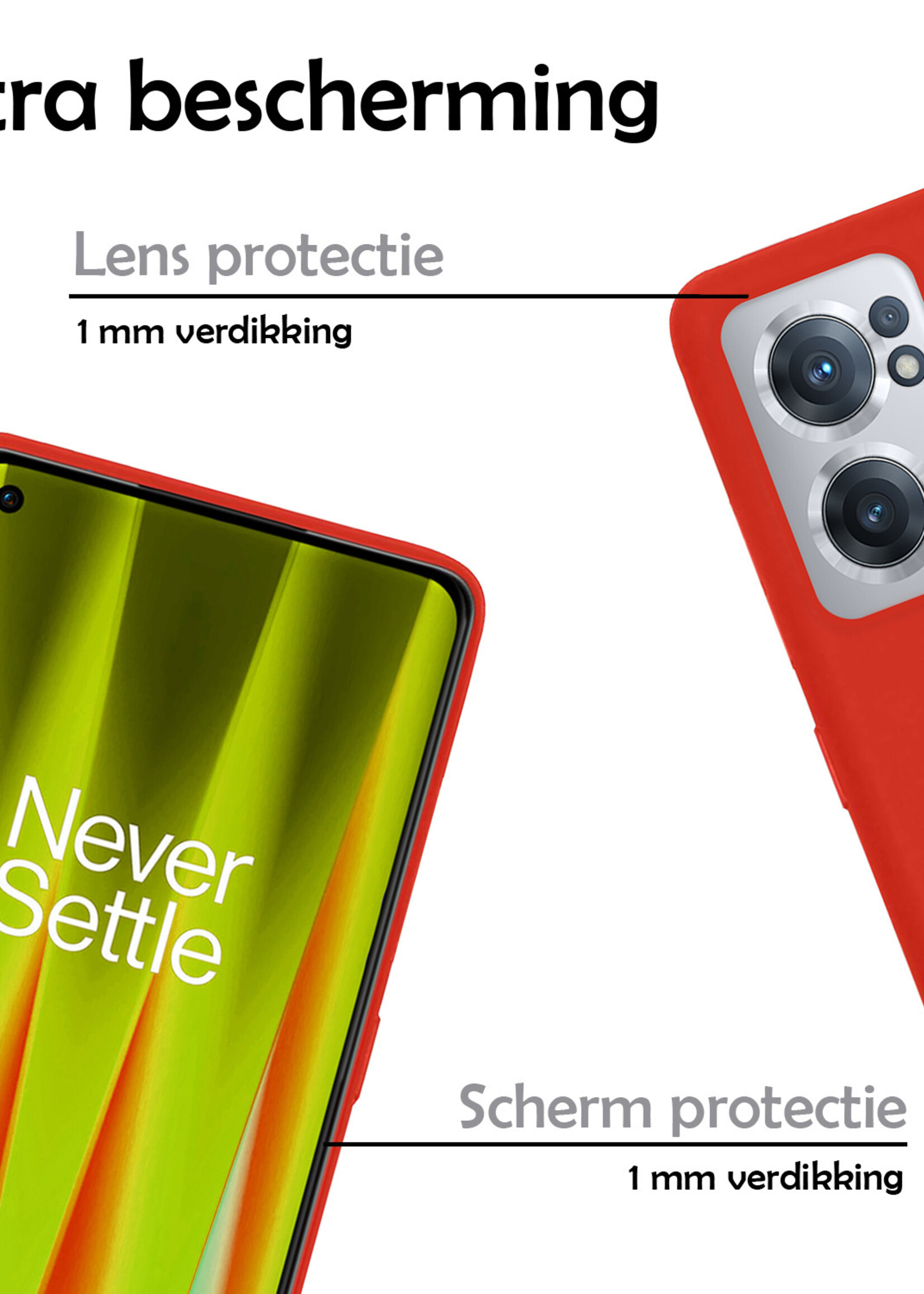 LUQ Hoesje Geschikt voor OnePlus Nord CE 2 Hoesje Siliconen Case Met Screenprotector - Hoes Geschikt voor OnePlus Nord CE 2 Hoes Siliconen - Rood