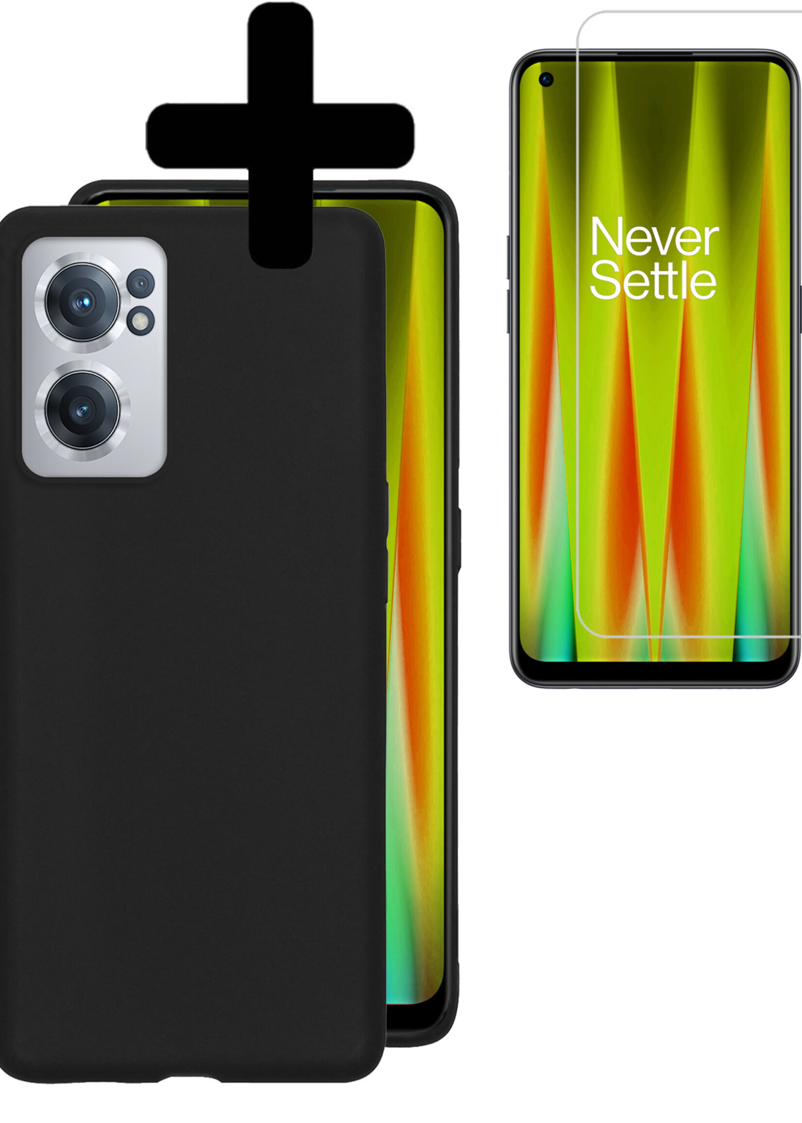 LUQ Hoesje Geschikt voor OnePlus Nord CE 2 Hoesje Siliconen Case Met Screenprotector - Hoes Geschikt voor OnePlus Nord CE 2 Hoes Siliconen - Zwart