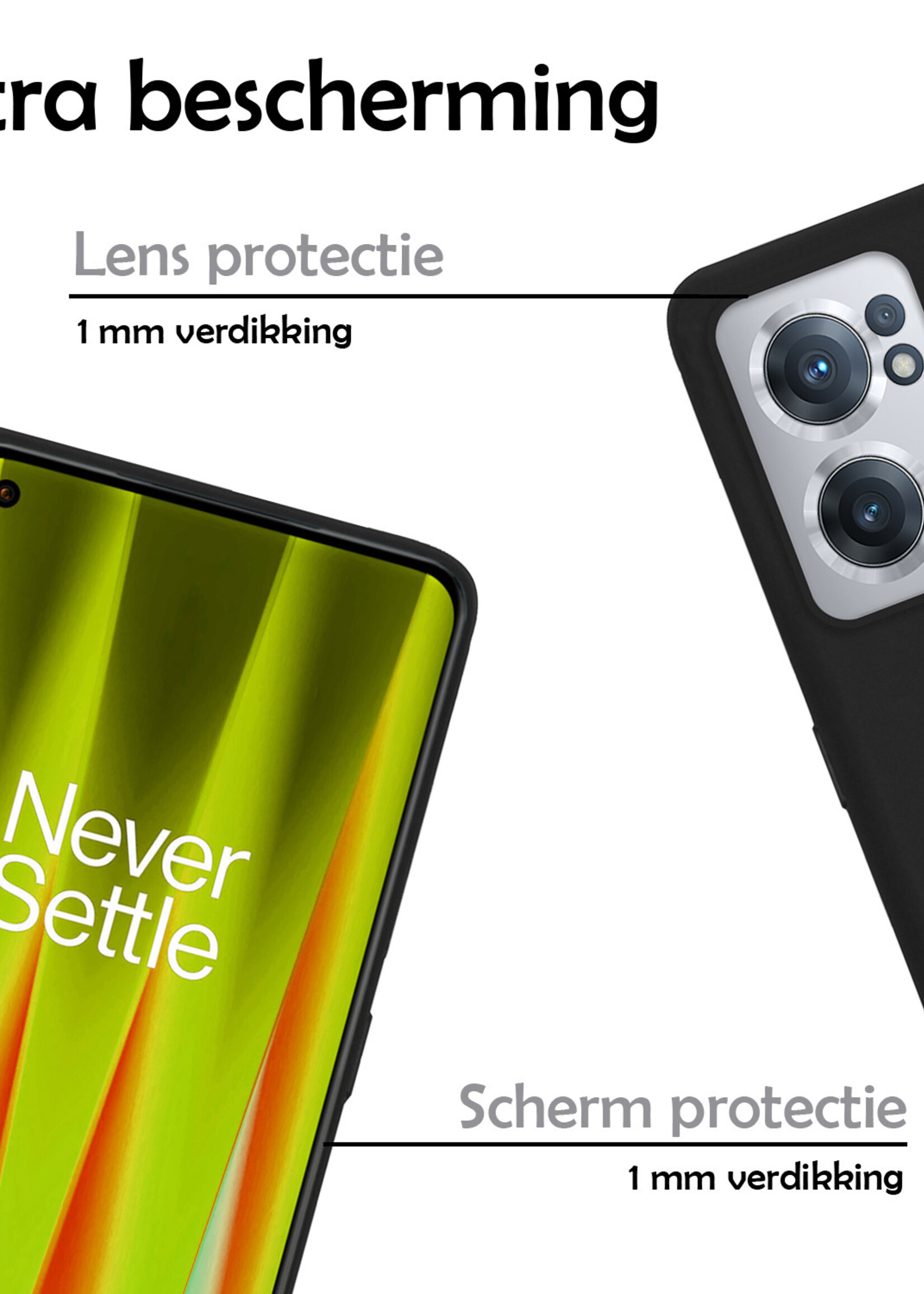 LUQ Hoesje Geschikt voor OnePlus Nord CE 2 Hoesje Siliconen Case Met Screenprotector - Hoes Geschikt voor OnePlus Nord CE 2 Hoes Siliconen - Zwart