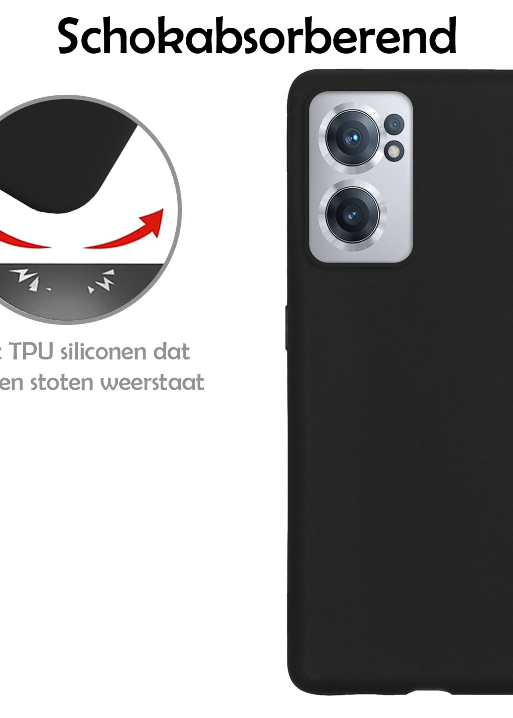 LUQ Hoesje Geschikt voor OnePlus Nord CE 2 Hoesje Siliconen Case Met Screenprotector - Hoes Geschikt voor OnePlus Nord CE 2 Hoes Siliconen - Zwart
