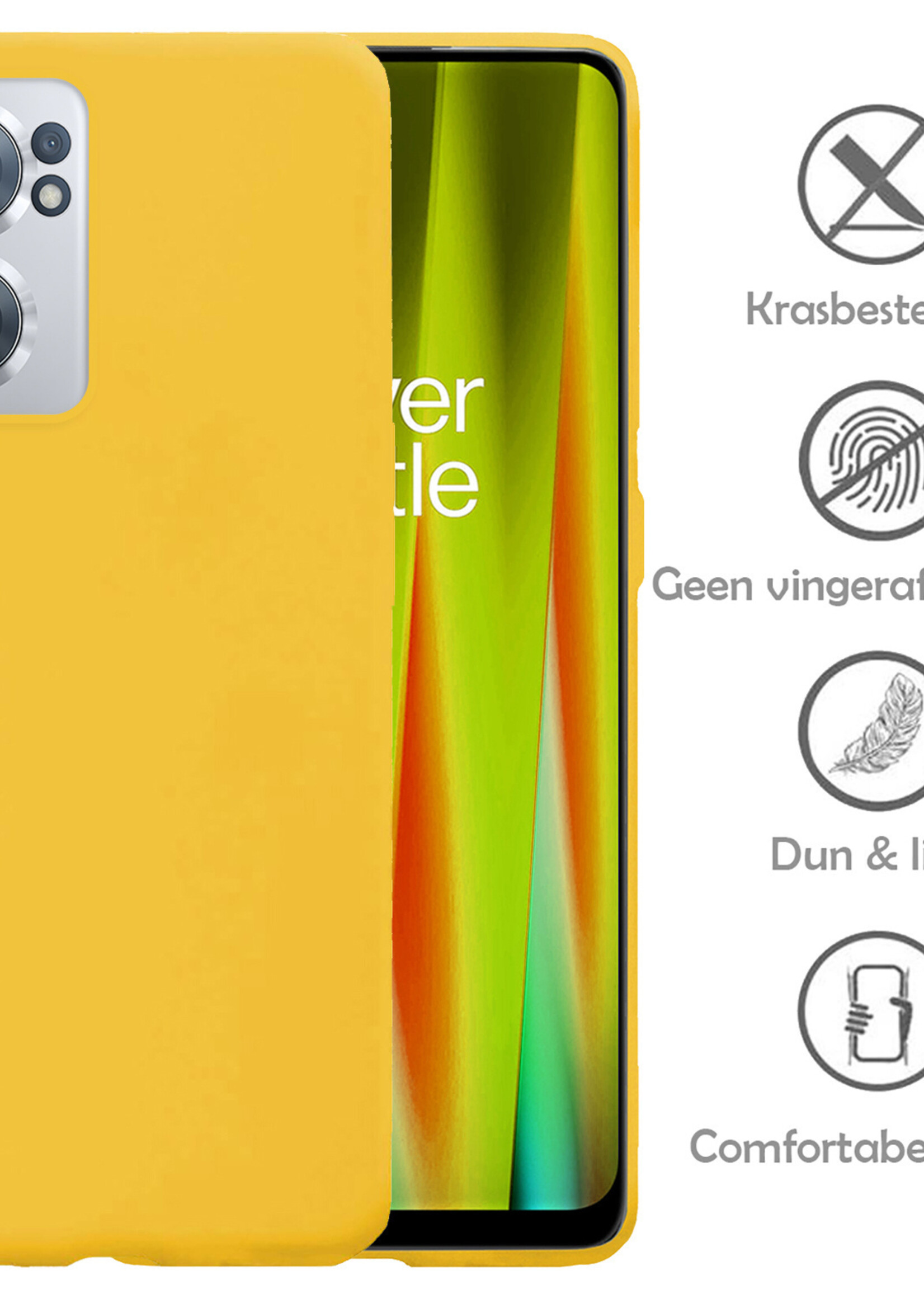 LUQ Hoesje Geschikt voor OnePlus Nord CE 2 Hoesje Siliconen Case Met 2x Screenprotector - Hoes Geschikt voor OnePlus Nord CE 2 Hoes Siliconen - Geel