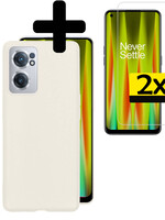 LUQ LUQ OnePlus Nord CE 2 Hoesje Siliconen Met 2x Screenprotector - Wit