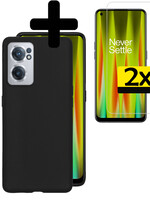 LUQ LUQ OnePlus Nord CE 2 Hoesje Siliconen Met 2x Screenprotector - Zwart