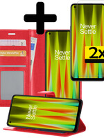 LUQ LUQ OnePlus Nord CE 2 Hoesje Bookcase Rood Met 2x Screenprotector