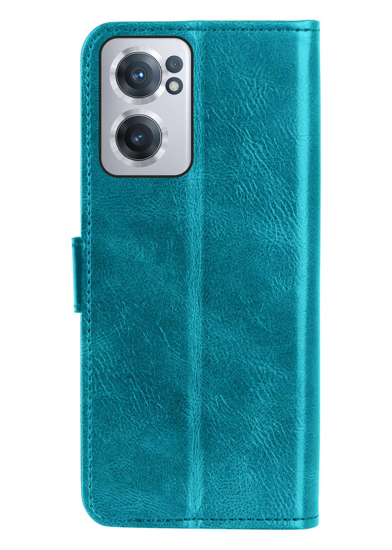 LUQ Hoesje Geschikt voor OnePlus Nord CE 2 Hoesje Book Case Hoes Wallet Cover Met 2x Screenprotector - Hoes Geschikt voor OnePlus Nord CE 2 Hoesje Bookcase Hoes - Turquoise