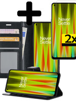 LUQ LUQ OnePlus Nord CE 2 Hoesje Bookcase Zwart Met 2x Screenprotector