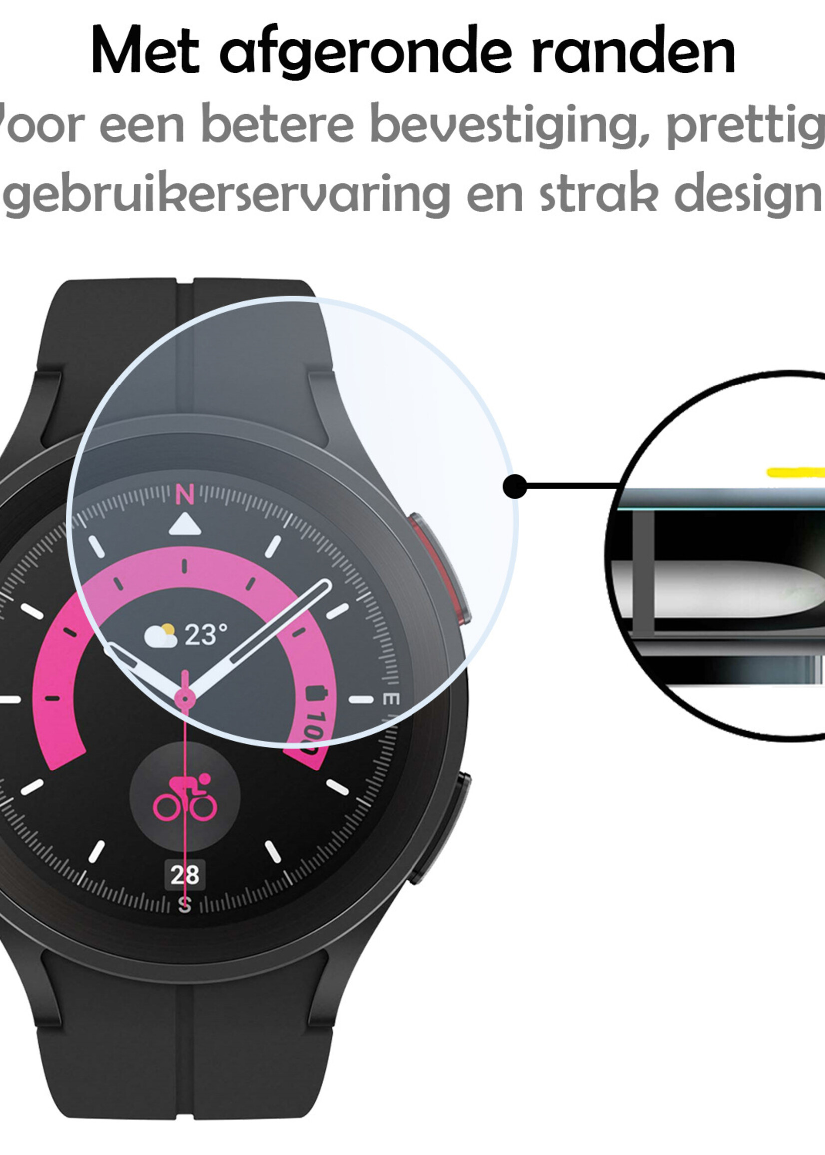 LUQ Screenprotector Geschikt voor Samsung Watch 5 Pro 45 mm Screenprotector Bescherm Glas Screen Protector - Screenprotector Geschikt voor Samsung Galaxy Watch 5 Pro (45 mm) Gehard Glas - 2 Stuks