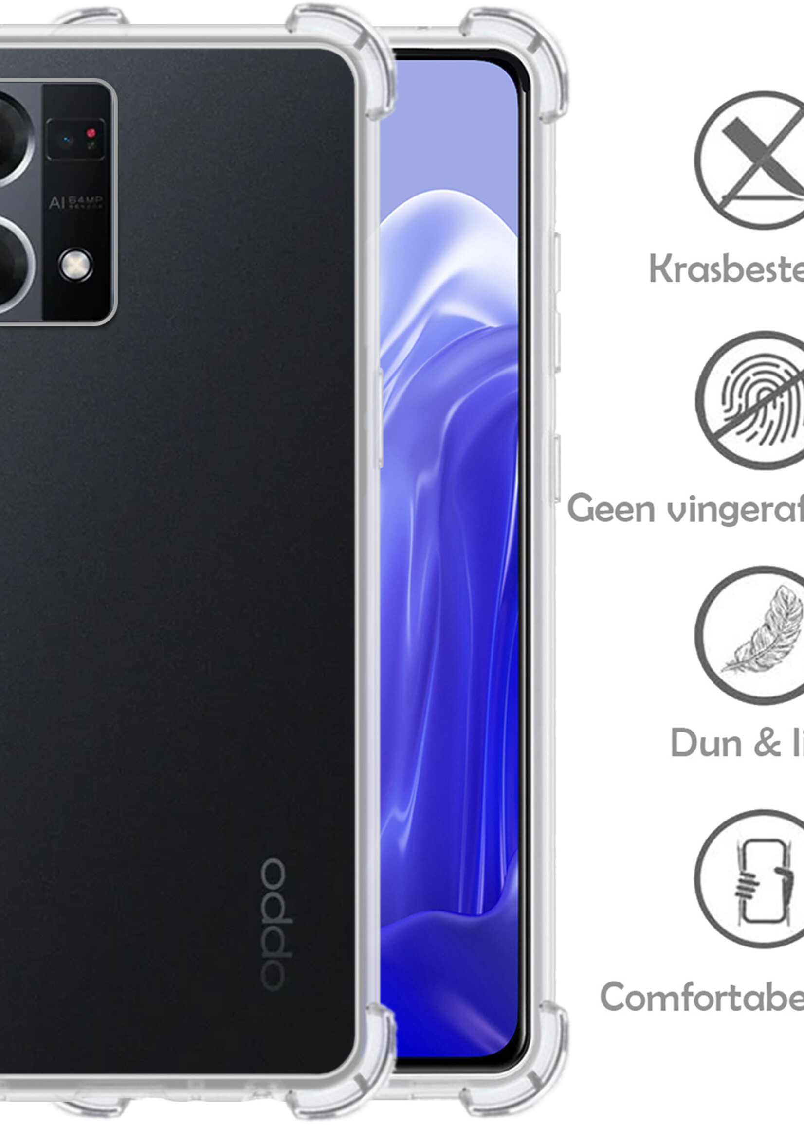 LUQ Hoesje Geschikt voor OPPO Reno 7 Hoesje Shockproof Case Siliconen - Hoes Geschikt voor OPPO Reno 7 Hoes Cover Siliconen - Transparant - 2 Stuks