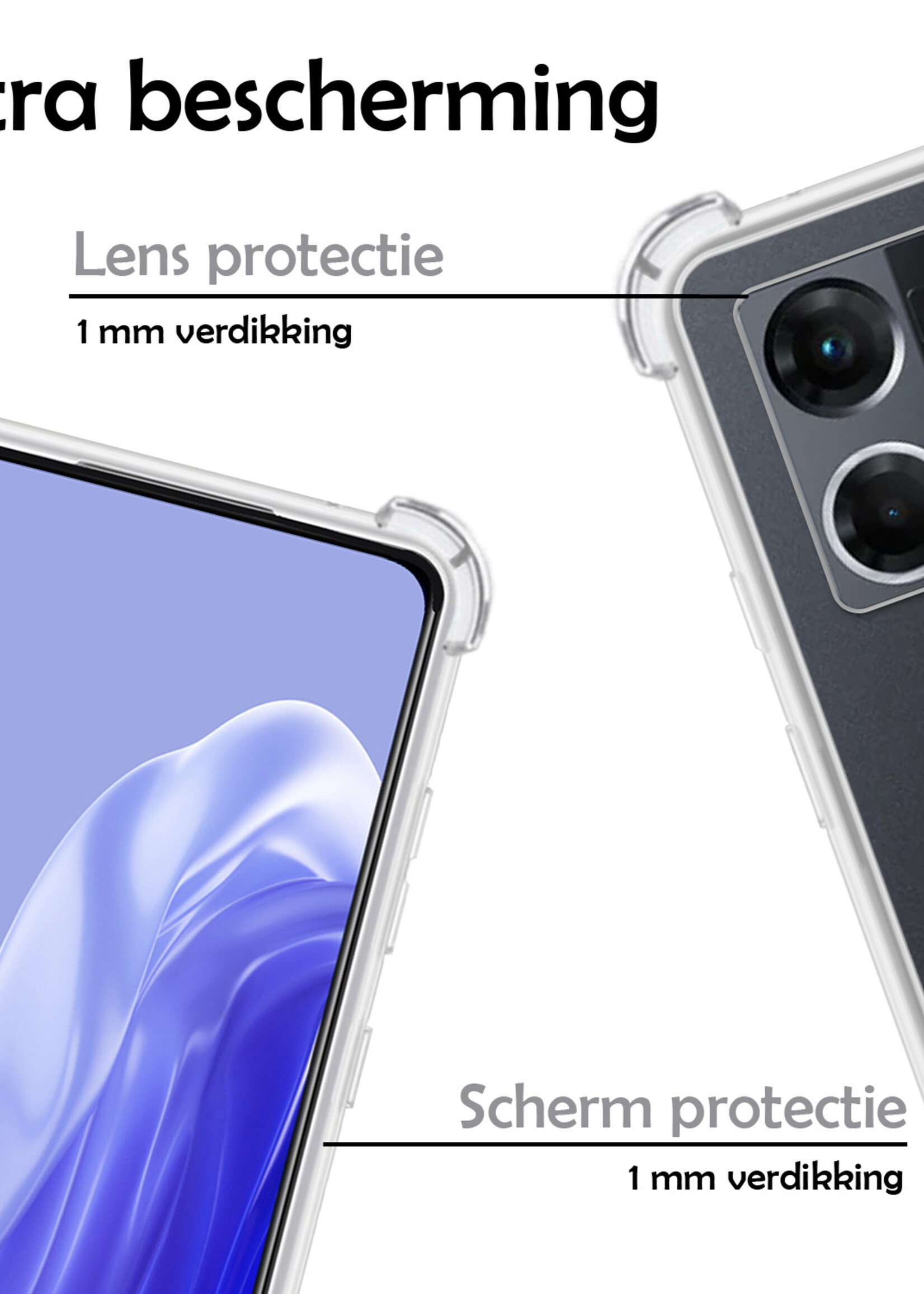 LUQ Hoesje Geschikt voor OPPO Reno 7 Hoesje Shockproof Case Siliconen - Hoes Geschikt voor OPPO Reno 7 Hoes Cover Siliconen - Transparant - 2 Stuks