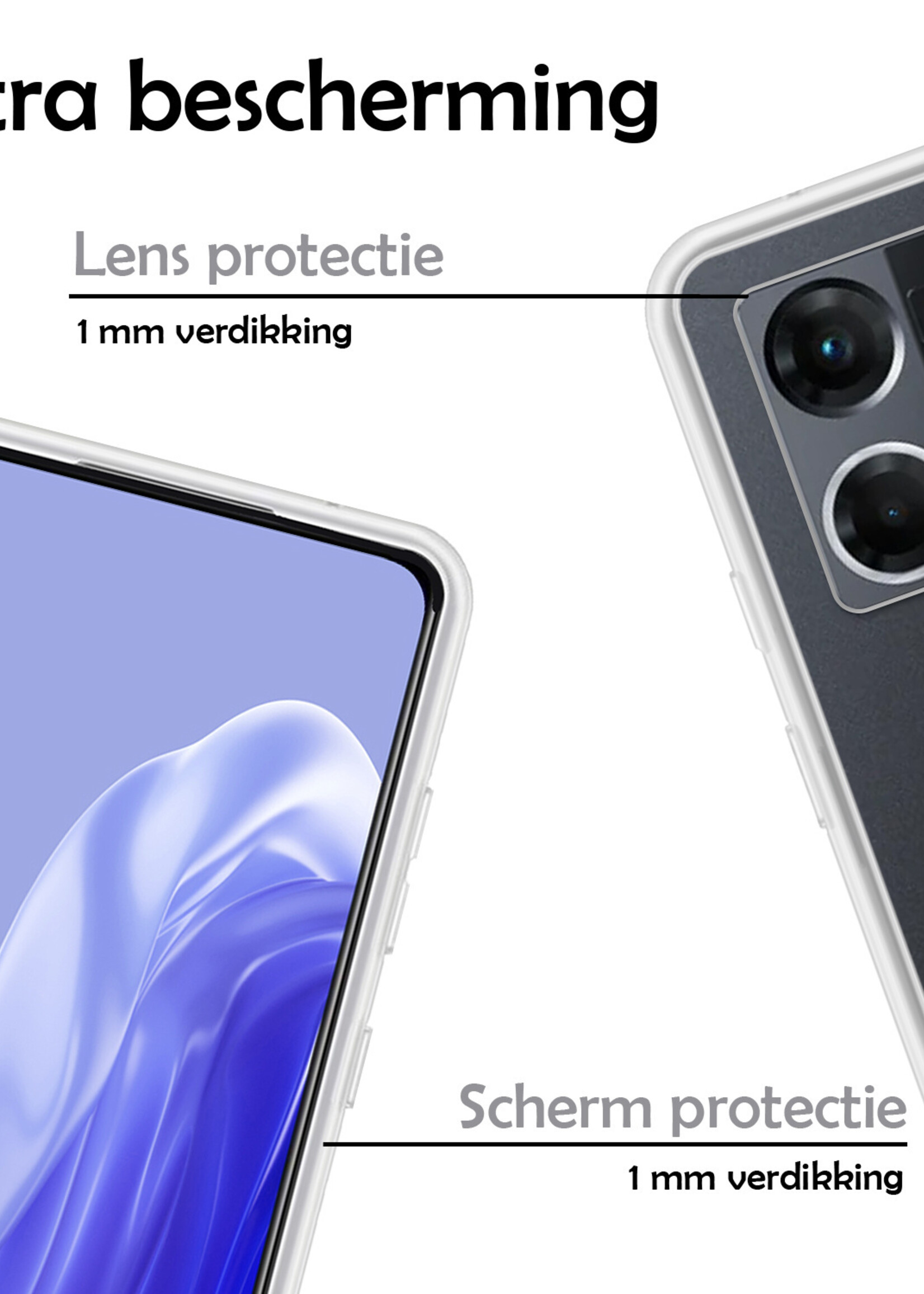 LUQ Hoesje Geschikt voor OPPO Reno 7 Hoesje Siliconen Case Met 2x Screenprotector - Hoes Geschikt voor OPPO Reno 7 Hoes Siliconen - Transparant