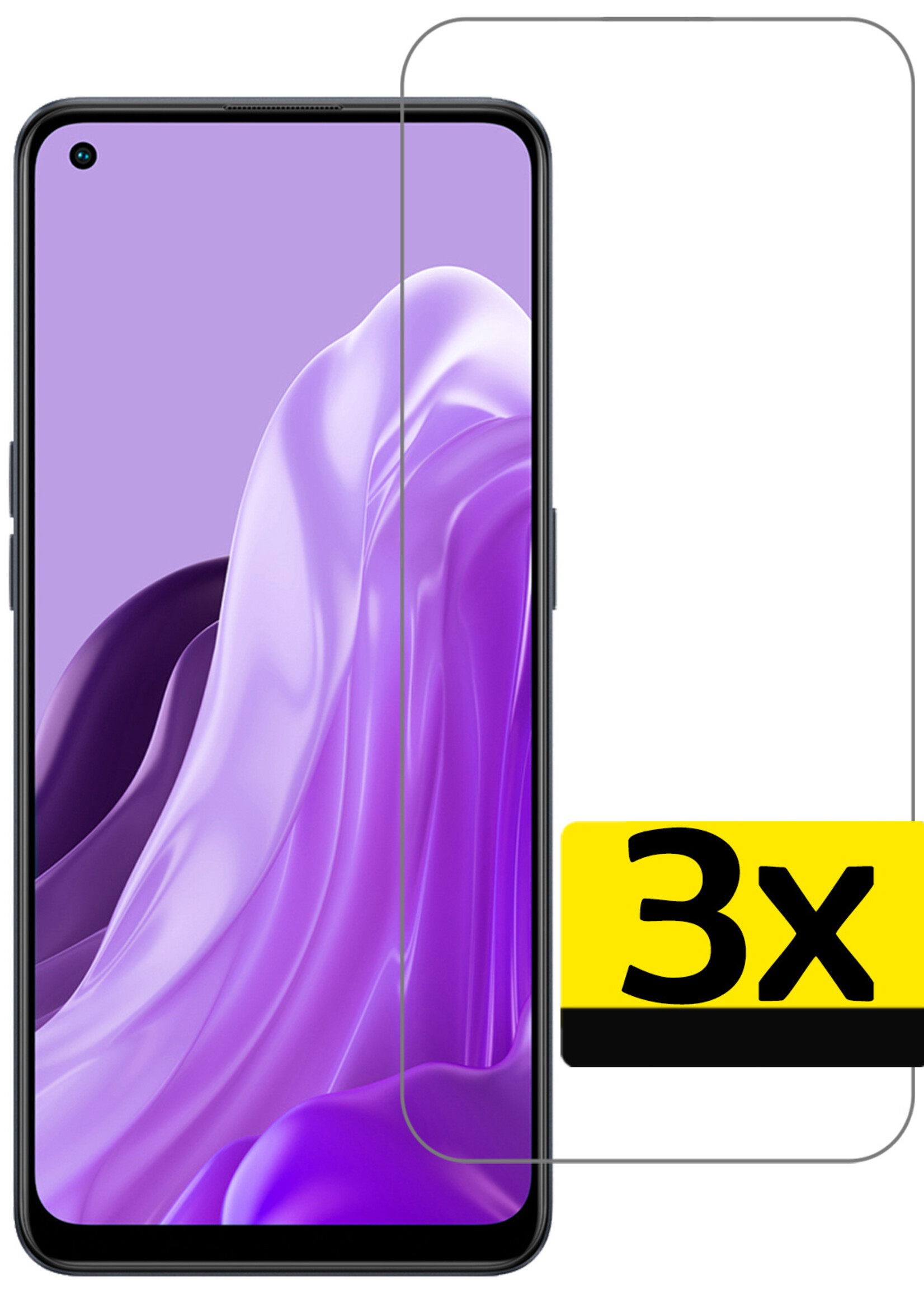 LUQ Screenprotector Geschikt voor OPPO Reno 8 Lite Screenprotector Beschermglas Gehard Glas - Screenprotector Geschikt voor OPPO Reno 8 Lite Screenprotector Glas - 3 Stuks