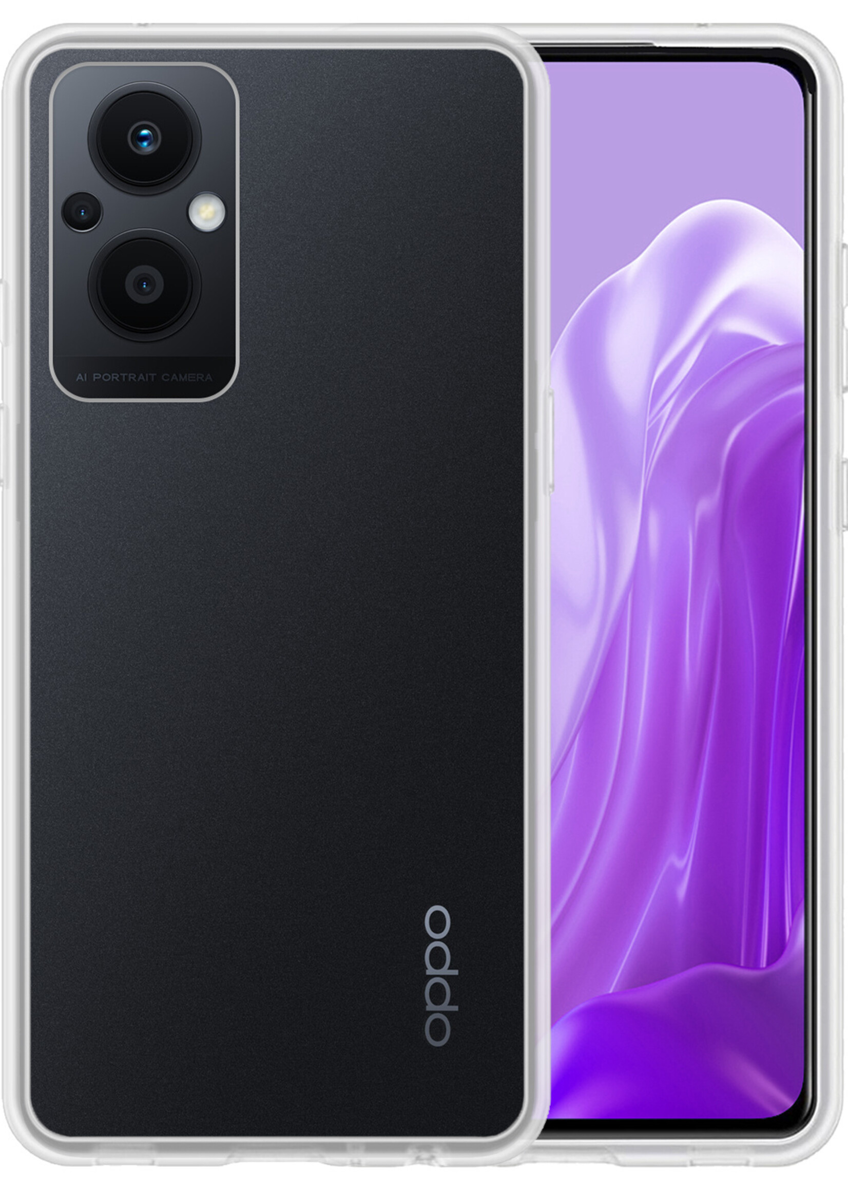 LUQ Hoesje Geschikt voor OPPO Reno 8 Lite Hoesje Siliconen Case - Hoes Geschikt voor OPPO Reno 8 Lite Hoes Siliconen - Transparant