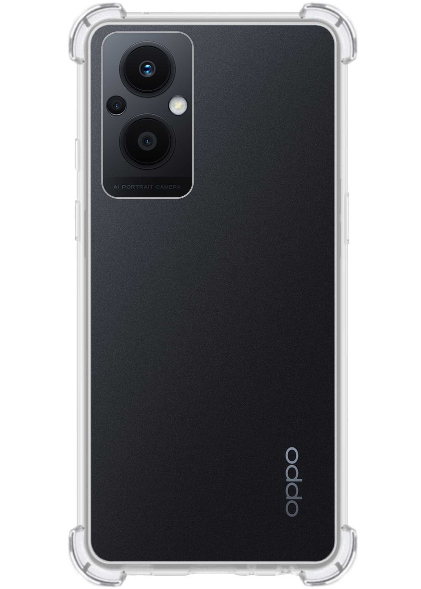 LUQ Hoesje Geschikt voor OPPO Reno 8 Lite Hoesje Shockproof Case Siliconen Met 2x Screenprotector - Hoes Geschikt voor OPPO Reno 8 Lite Hoes Cover Siliconen - Transparant